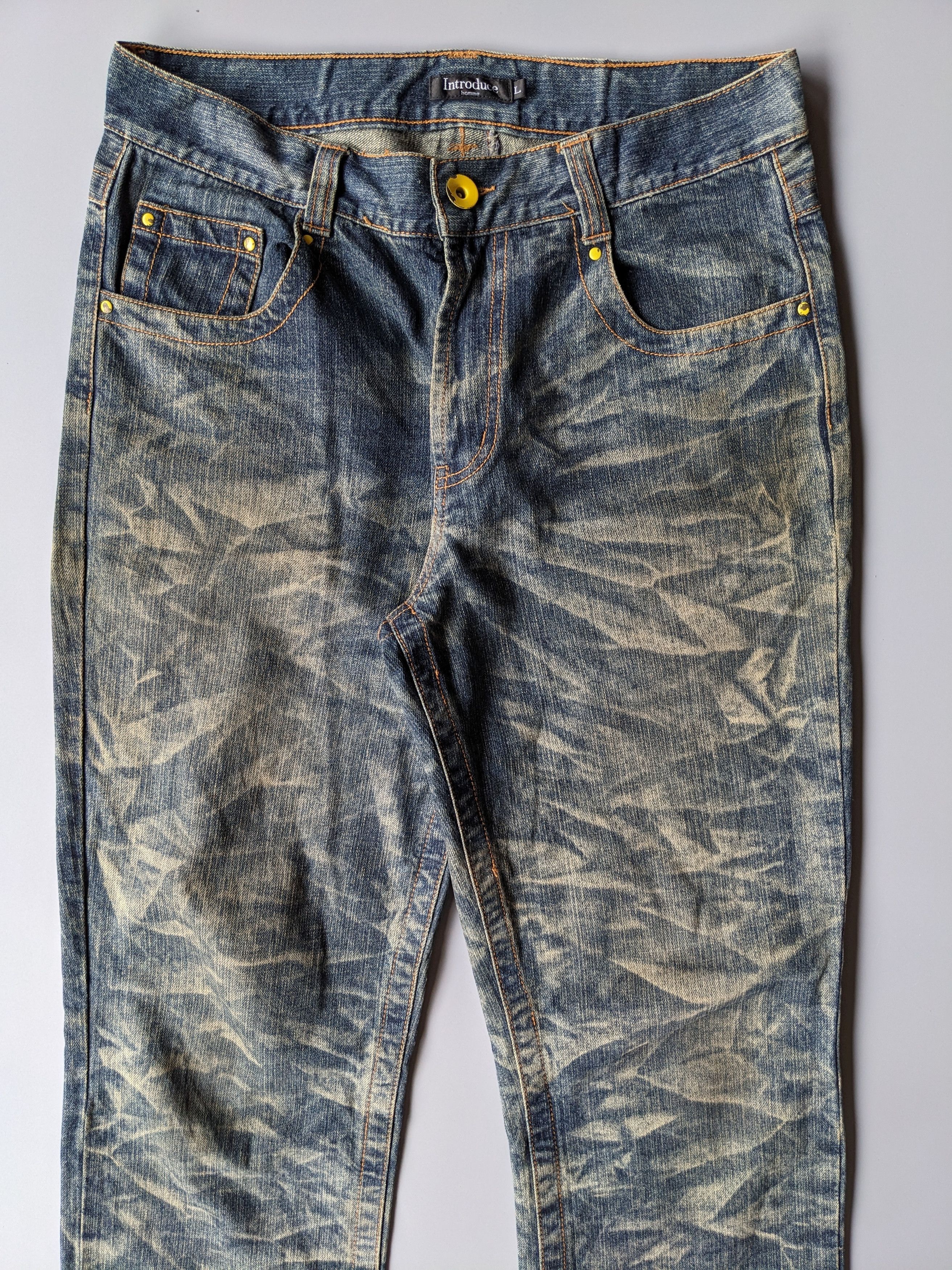 Japanese Brand Introduce Homme bleach wash flare jeans Size US 31 - 3 Thumbnail