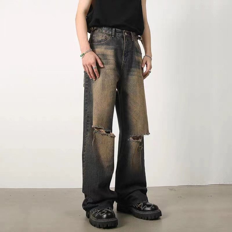 Japanese Brand × Jean Vintage washed ripped straight leg jeans Size US 32 / EU 48 - 1 Thumbnail