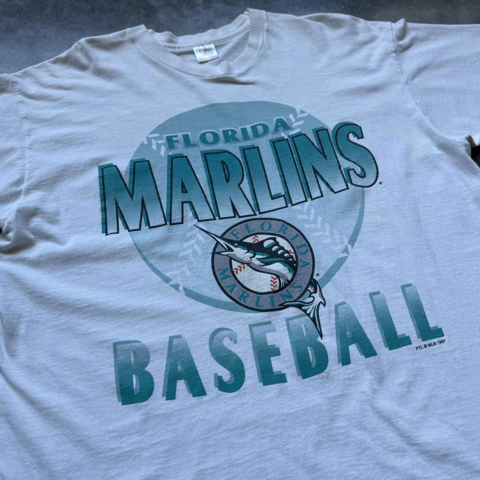 Other Miami Marlins “Baseball” 1997 Vintage Logo Graphic T-shirt Size US XL / EU 56 / 4 - 3 Thumbnail