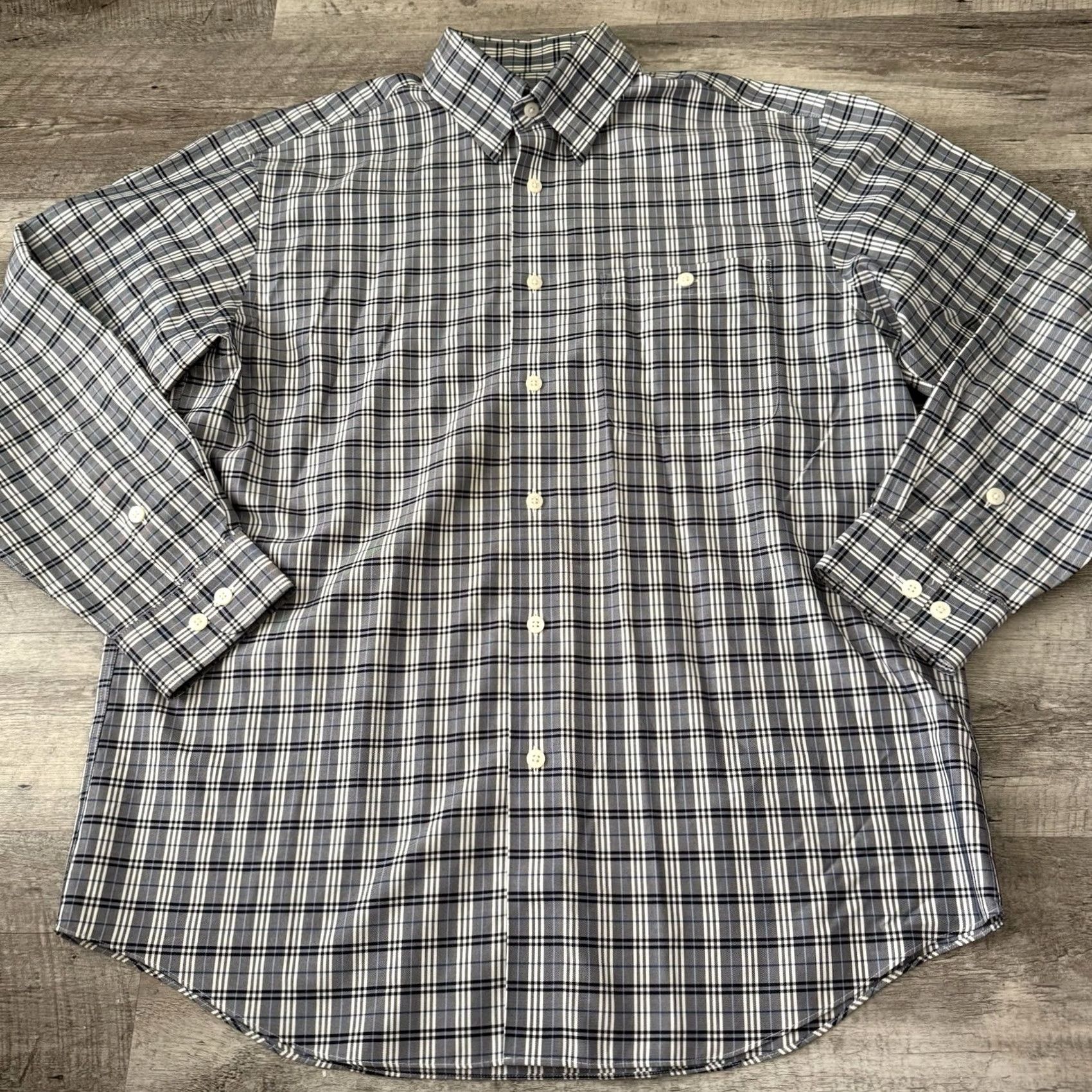 Orvis Orvis Mens Large Blue Plaid Wrinkle Free Cotton Button-Up Shirt Size US L / EU 52-54 / 3 - 3 Thumbnail