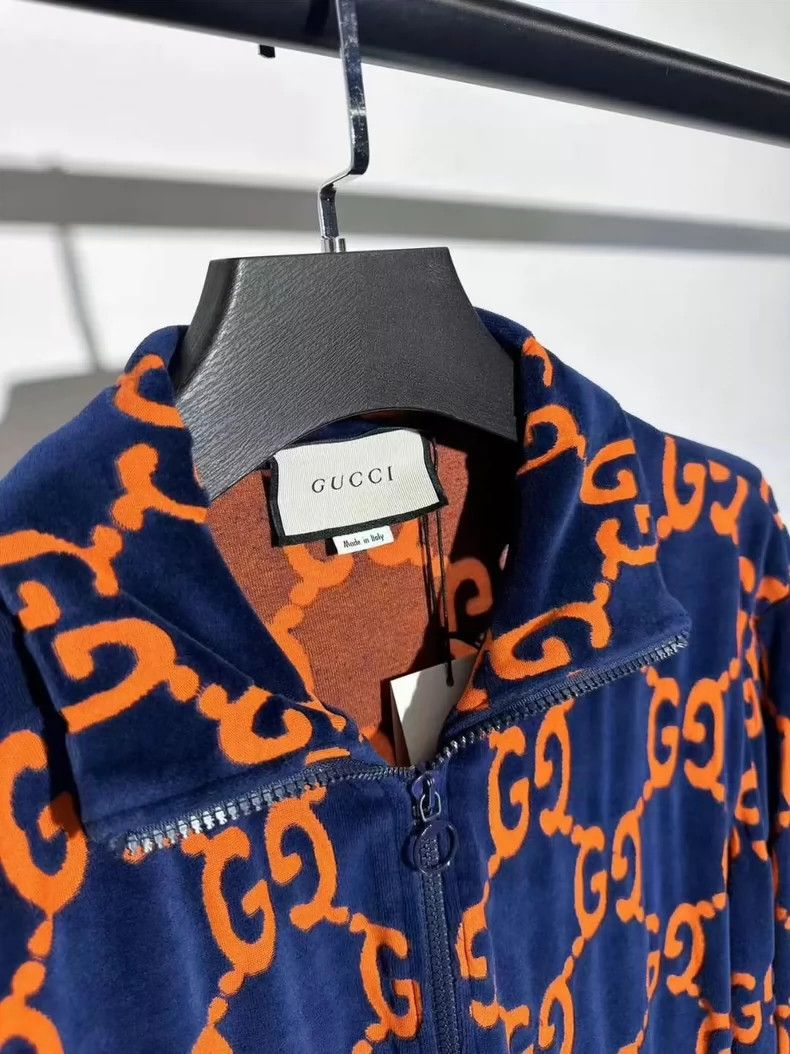 Gucci Gucci Double g velvet blue orange jacket 2501-Nextarrow Size US L / EU 52-54 / 3 - 3 Thumbnail