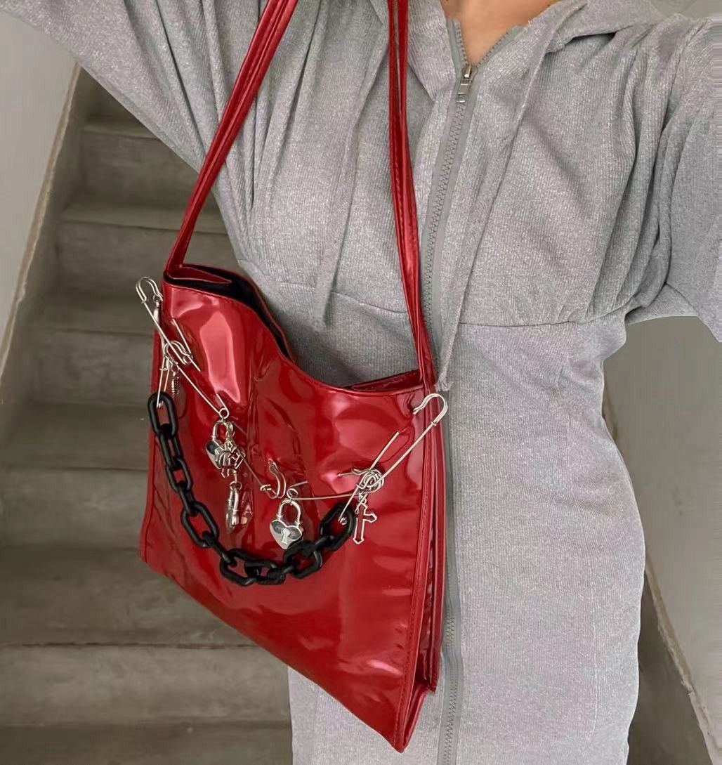 Other Grunge Red Leather Tote Bag Size ONE SIZE - 1 Thumbnail