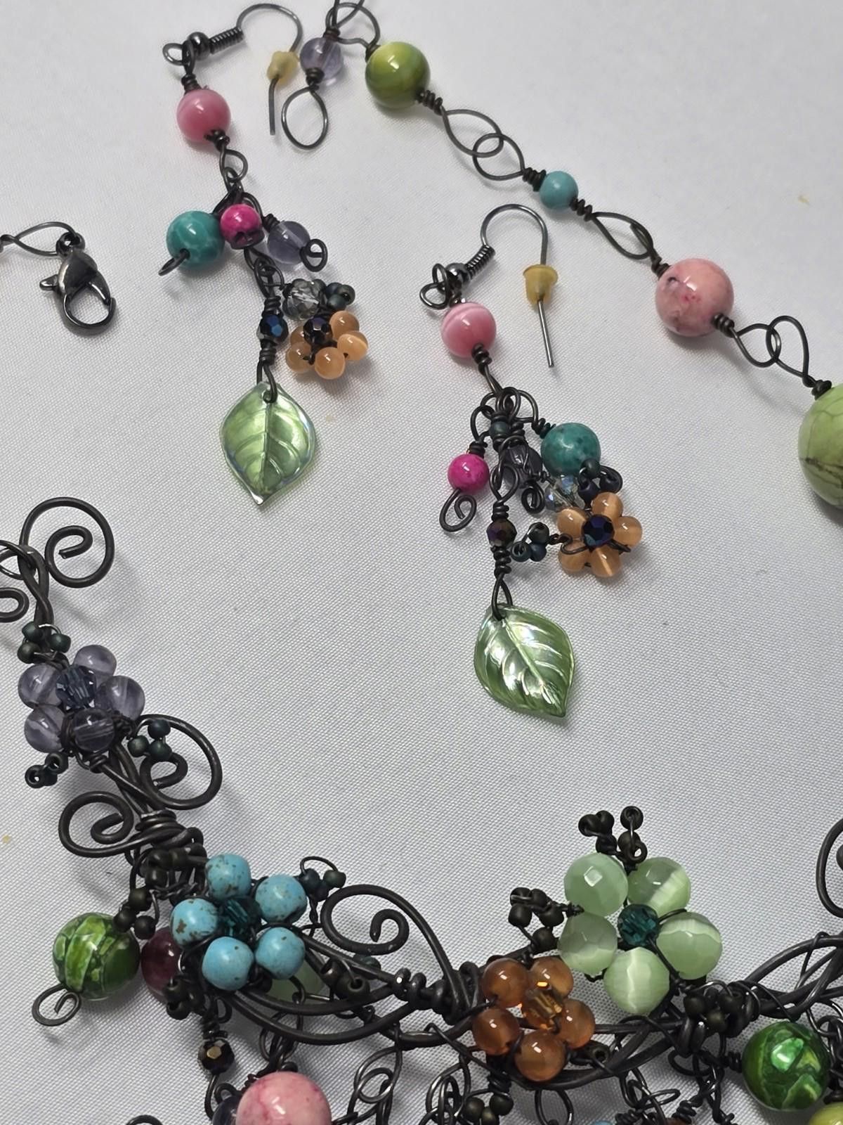 Studio D'Artisan Gemstone Wire Necklace Earrings Set Turquoise Quartz 17 Size ONE SIZE - 6 Thumbnail