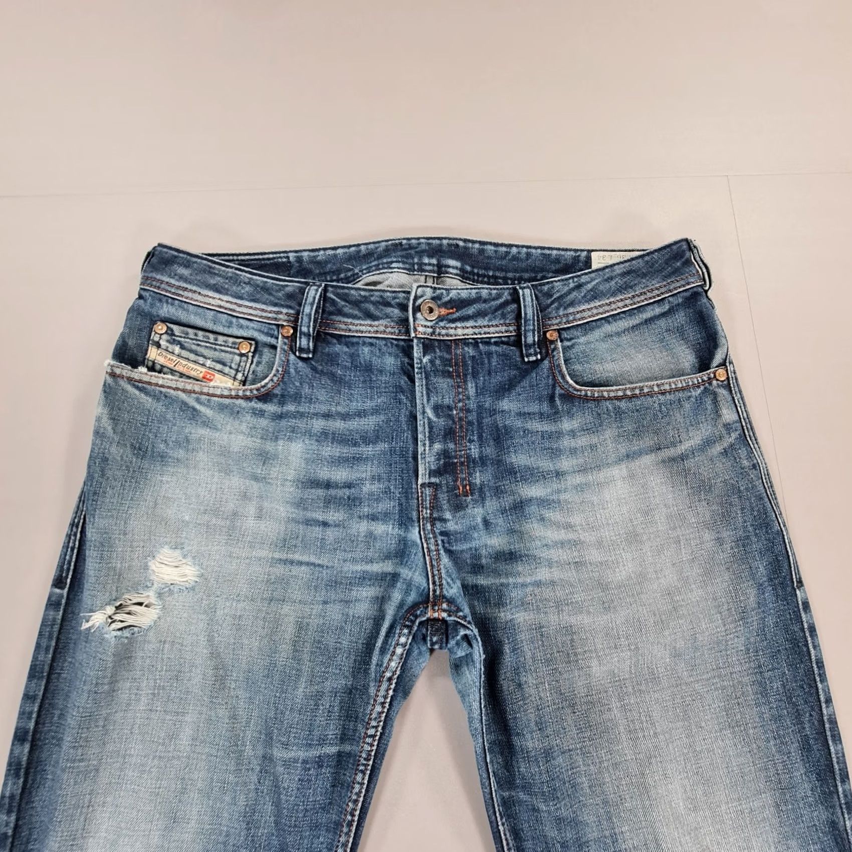 Diesel Diesel Zatiny Jeans Mens W36 L27 Blue Regular Bootcut Distressed Denim 0074W Jeans Size US 36 / EU 52 - 2 Thumbnail