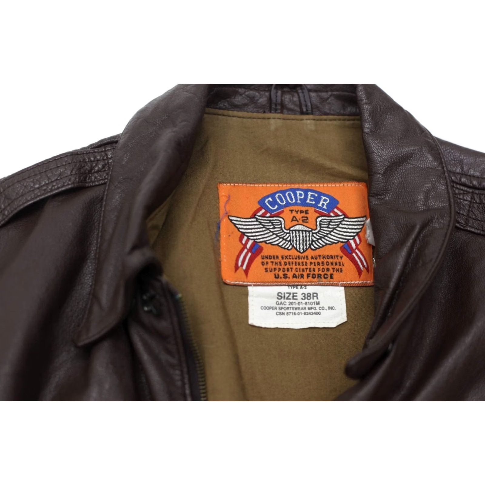 Vintage VINTAGE Cooper Type A-2 U.S Air Force Leather Flight Jacket R 38R Mens Brown 49 Chest Sleeve 62 61 1960s - Vintage Leather Jacket Nike? Size US XXS / EU 40 - 3 Thumbnail