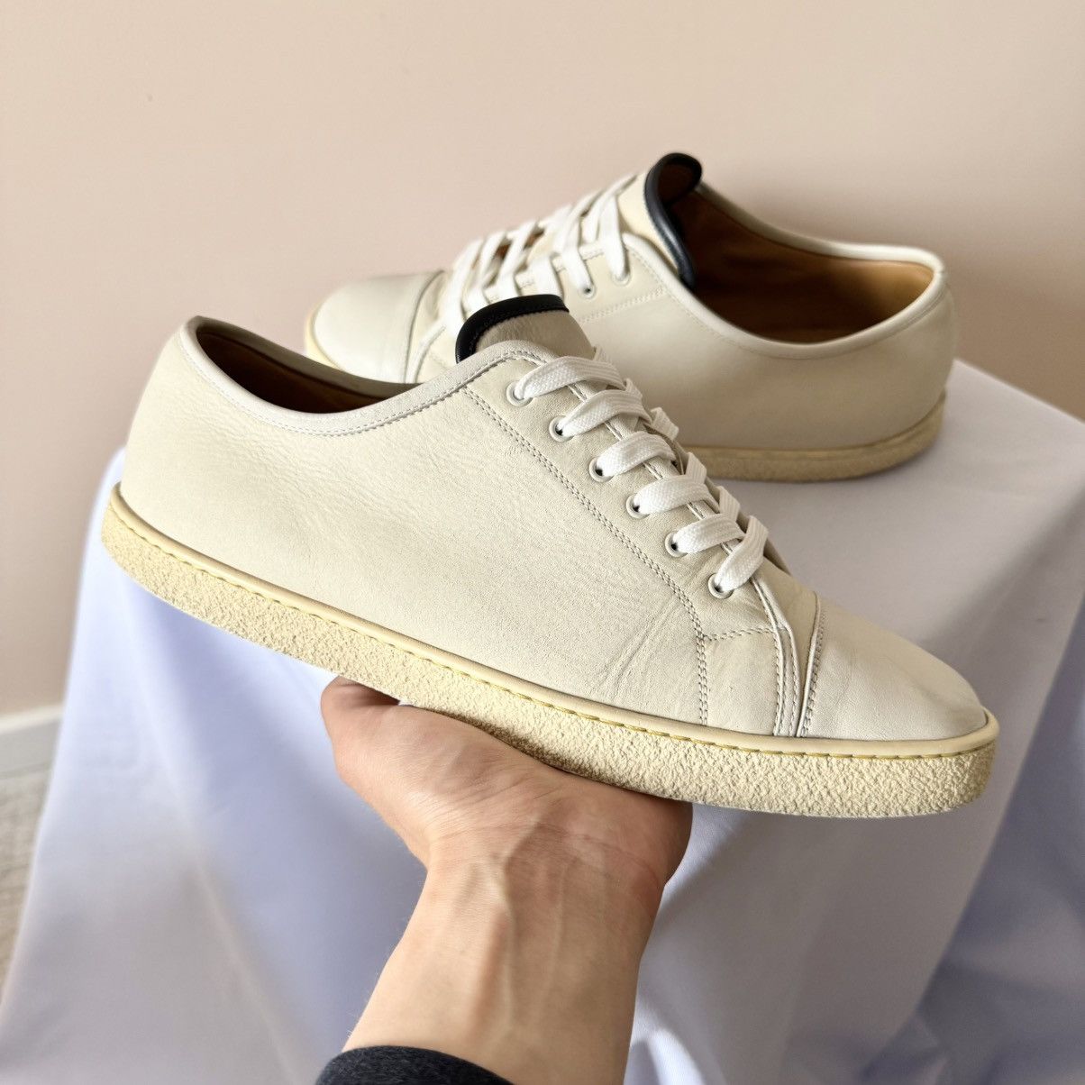 John Lobb John Lobb Levah Chalk Low Leather Sneakers Shoes Size US 8.5 / EU 41-42 - 5 Thumbnail