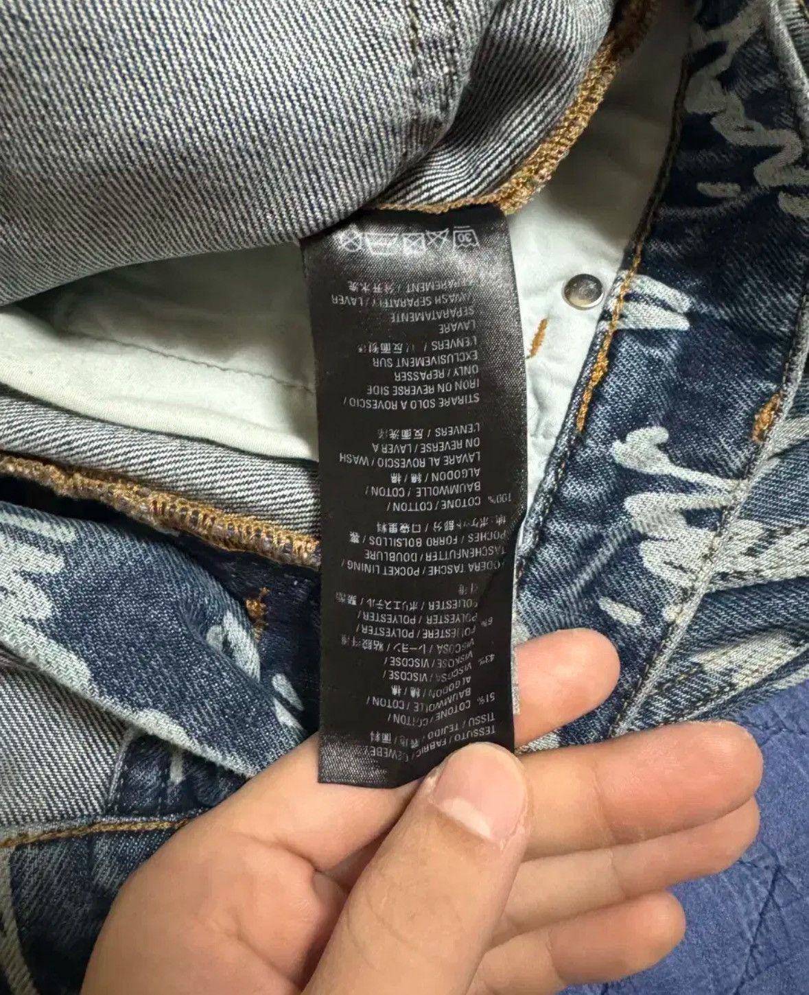 Balenciaga Balenciaga Script Allover Denim Pants Size US 30 / EU 46 - 4 Thumbnail