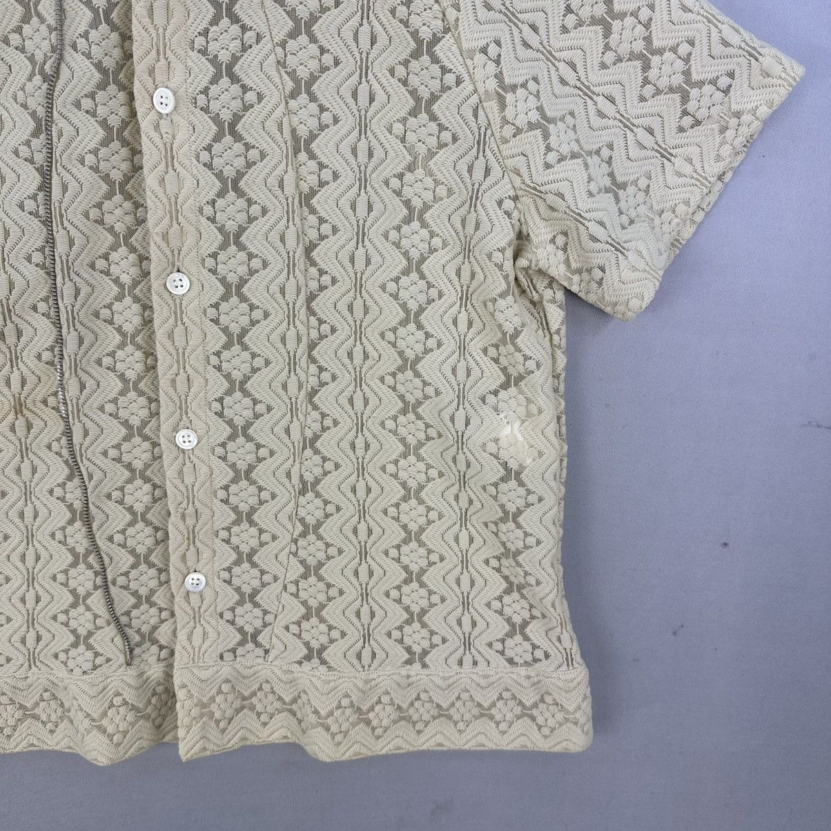 Comme des Garcons Vintage AD1999 Tricot CDG Lace Short Sleeve Button Up Blouse Size S / US 4 / IT 40 - 3 Thumbnail