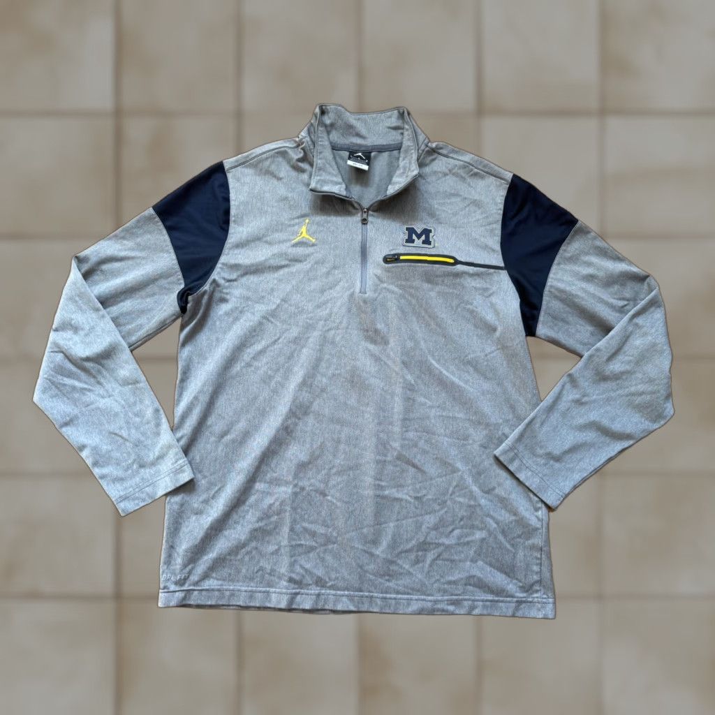 Jordan Brand Jordan Dri-Fit Shirt Pullover Long Sleeve Gray L Mens 1/4 Zip Light Breathable Size US L / EU 52-54 / 3 - 1 Thumbnail