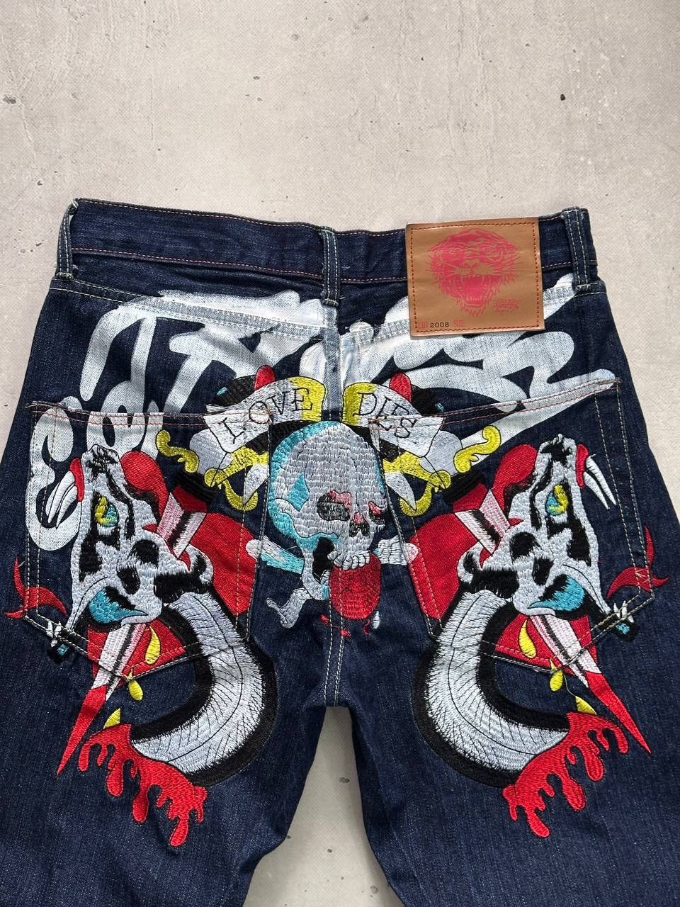 Ed Hardy Ed Hardy x Christian Audigier Jeans 34x32 Skull Denim Y2K Size US 34 / EU 50 - 4 Thumbnail