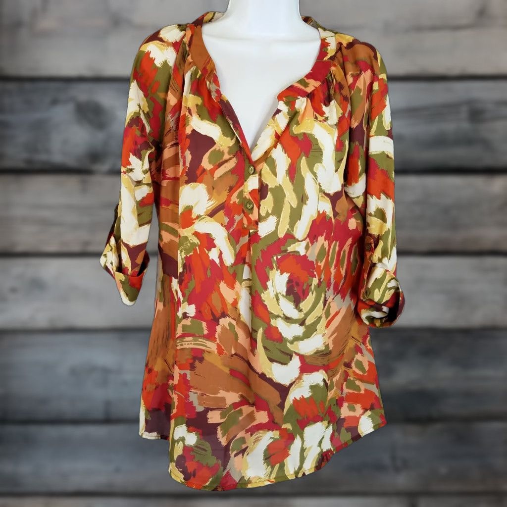 Vintage Gibson Womens Popover Blouse Sz Small Orange 3/4 Sleeve Shirt Womens Blouse Size S / US 4 / IT 40 - 1 Thumbnail