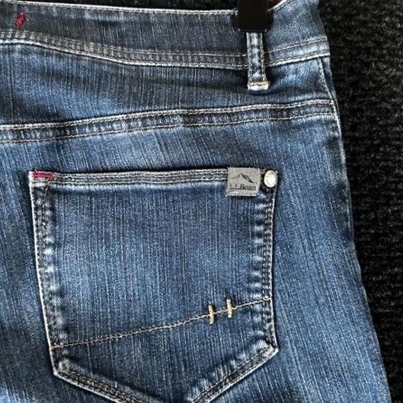 Vintage LL Bean Womens Jeans Blue Denim Straight Leg Medium Wash Stretch Pockets Size 4 Size 29" - 4 Thumbnail