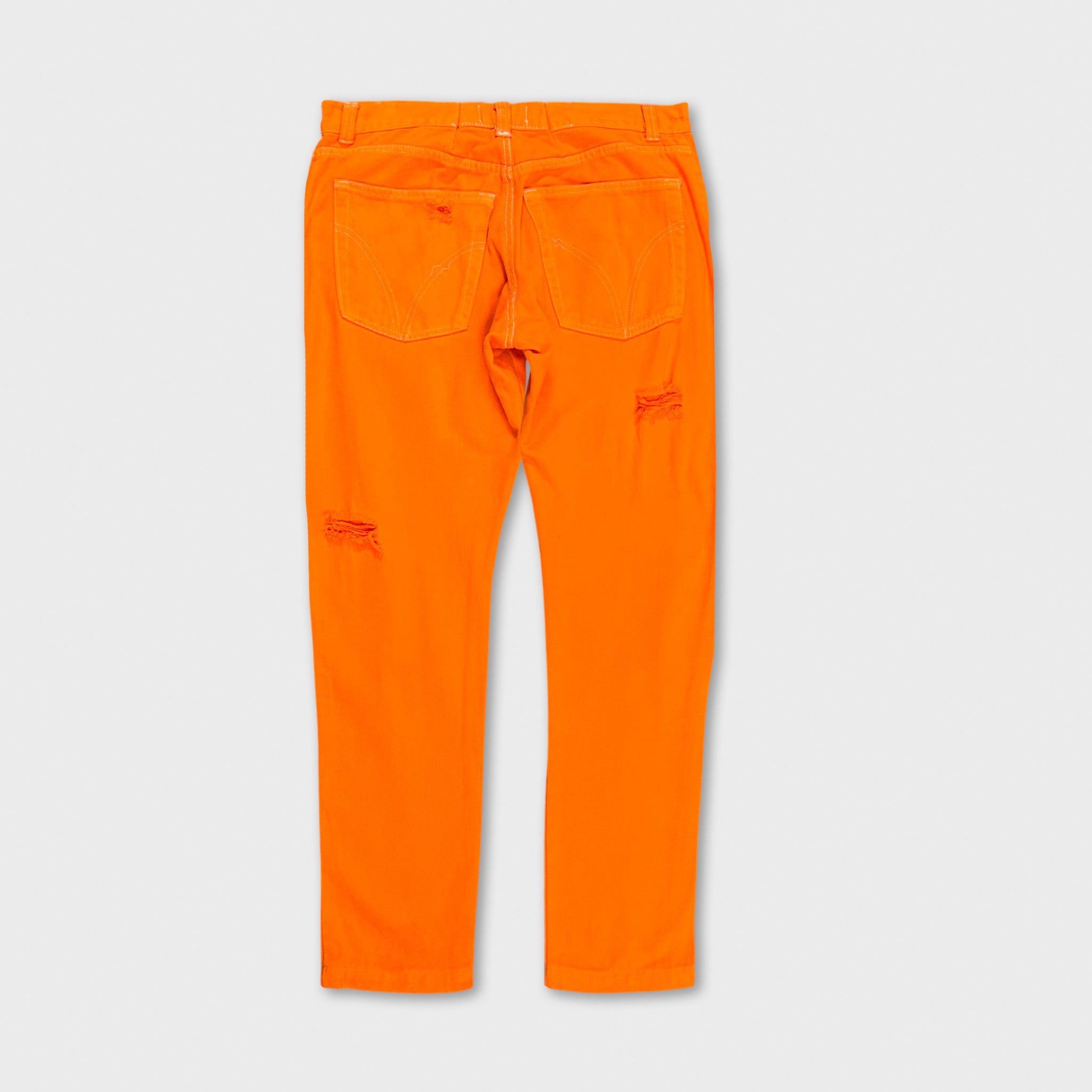 Dolce & Gabbana Dolce & Gabbana Orange Distressed Straight Leg Pants Size US 30 / EU 46 - 5 Thumbnail