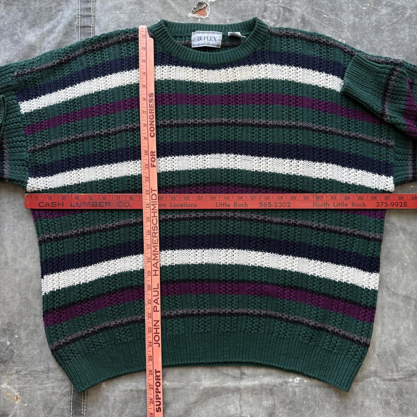 Vintage Vintage 80s 90s Forest Green Striped Grunge Knit Sweater Size US L / EU 52-54 / 3 - 3 Thumbnail