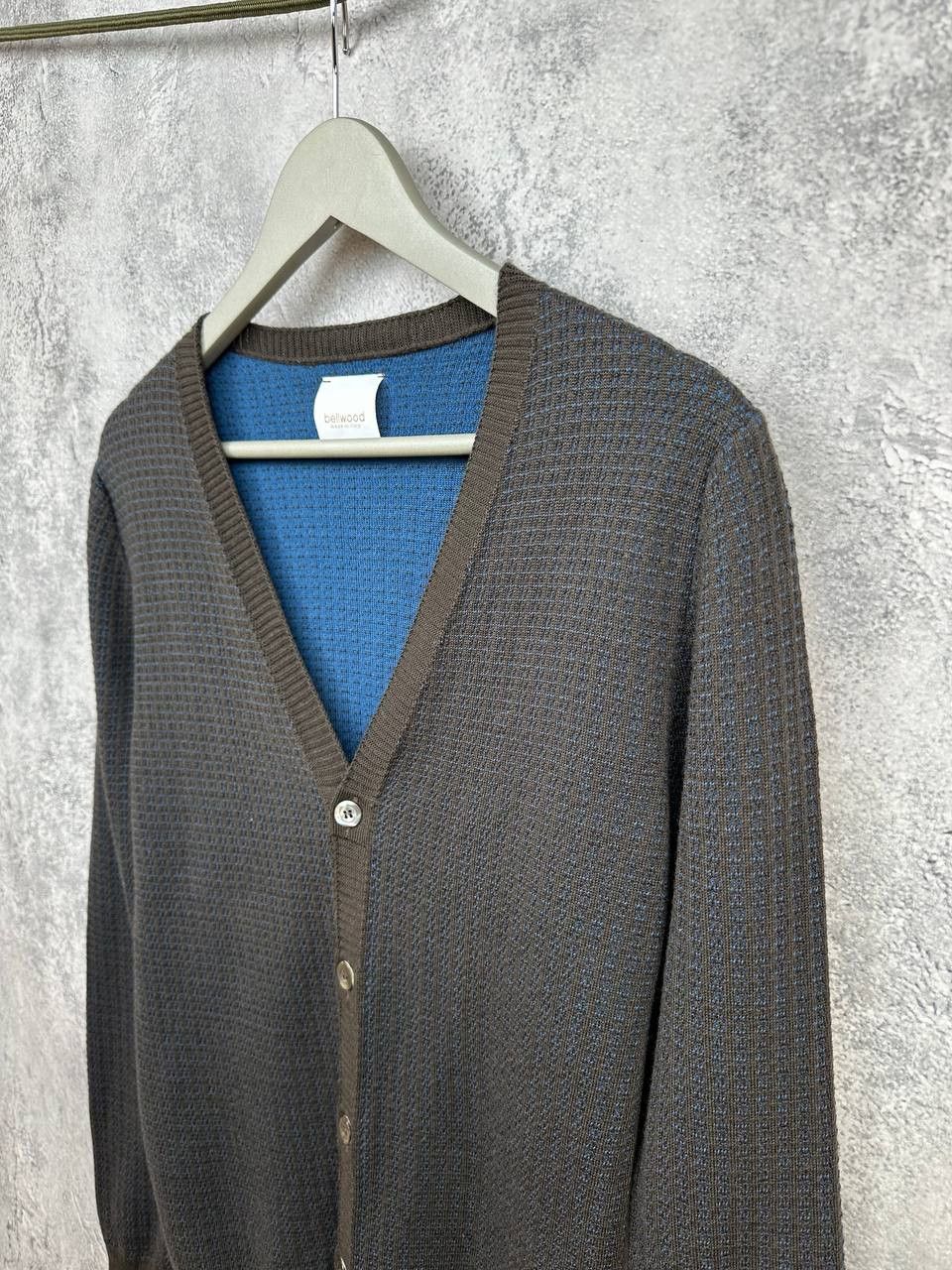 Bellwood Bellwood V-Neck Cardigan Wool Sweater Knit Brown Blue Italy Size US S / EU 44-46 / 1 - 5 Thumbnail