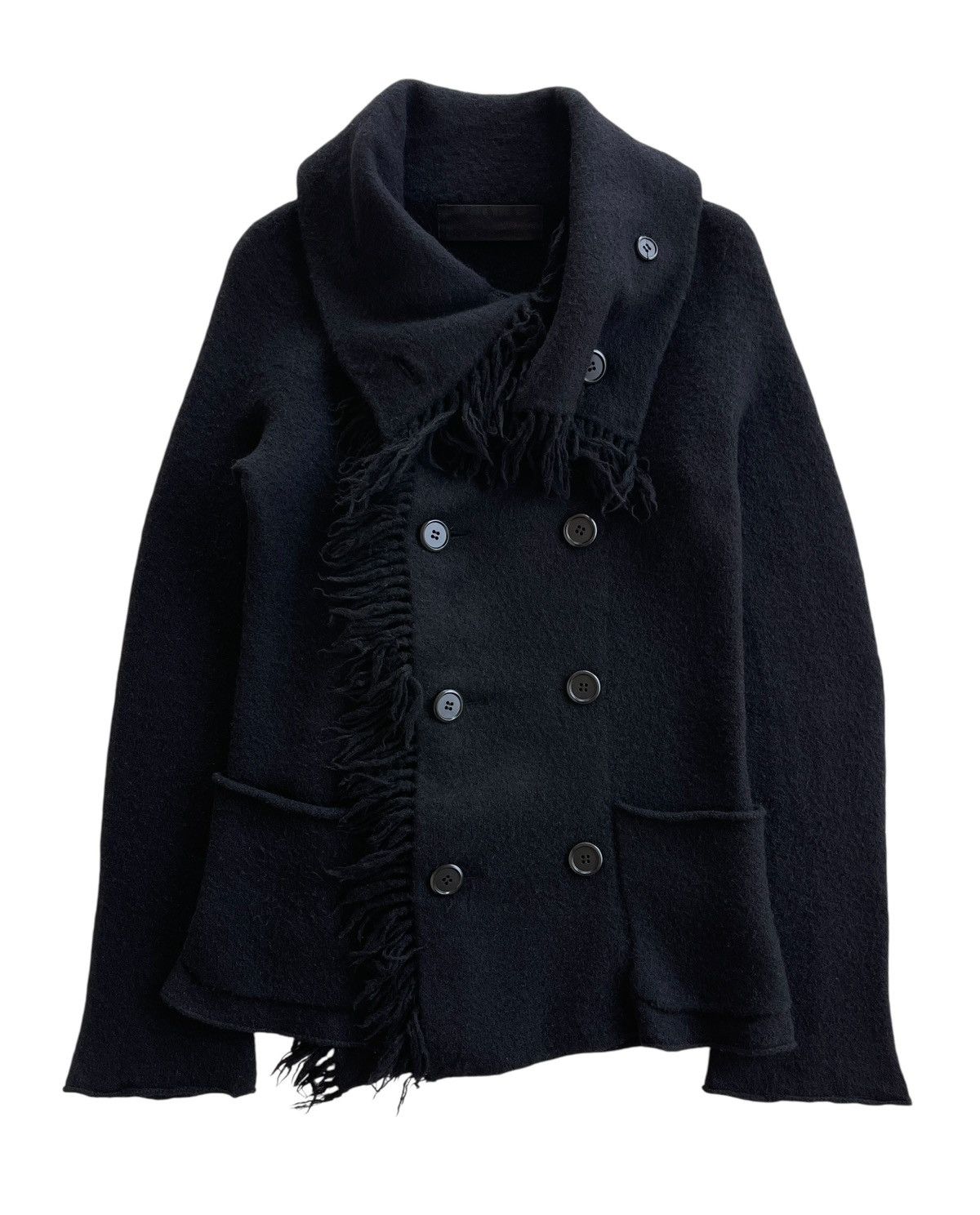 gomme GOMME Double Breasted Wool Fringe High Neck Jacket Size S / US 4 / IT 40 - 2 Thumbnail