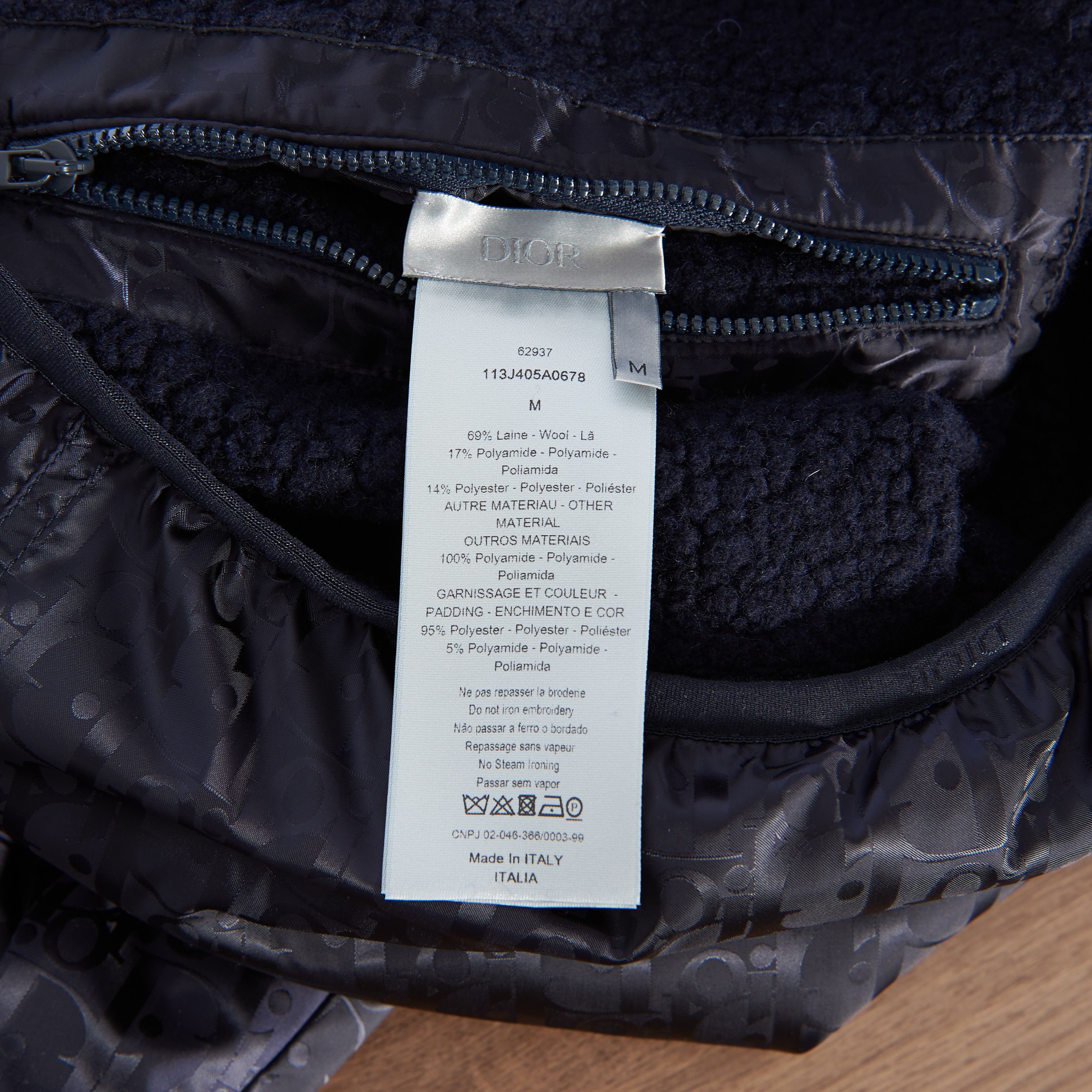 Reversible Dior Oblique Blouson In Navy Blue Wool Fleece
