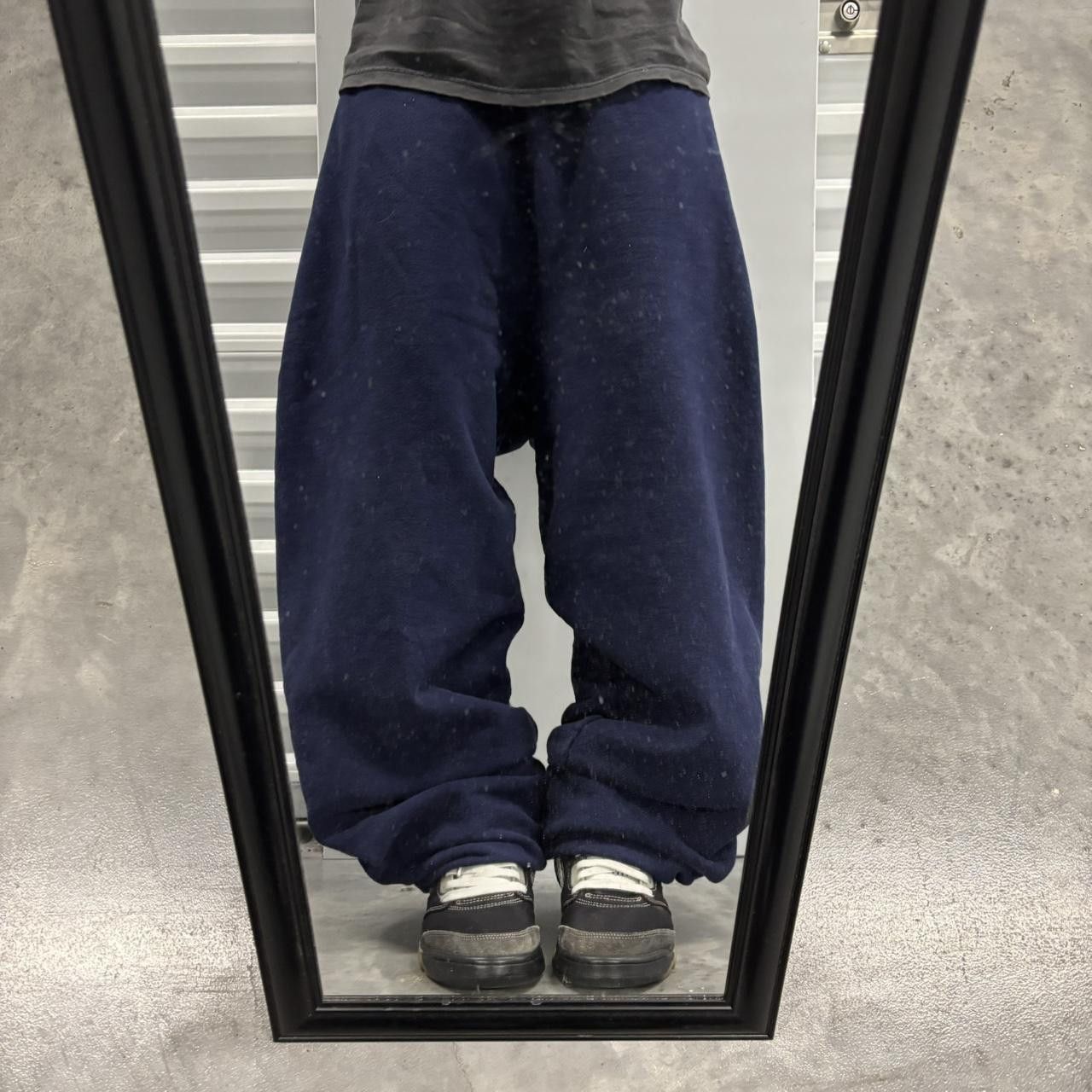 Japanese Brand × Vintage Crazy Vintage Y2K/2000s Baggy Navy Blue Skater Essential Sweatpants! Size US 34 / EU 50 - 1 Thumbnail
