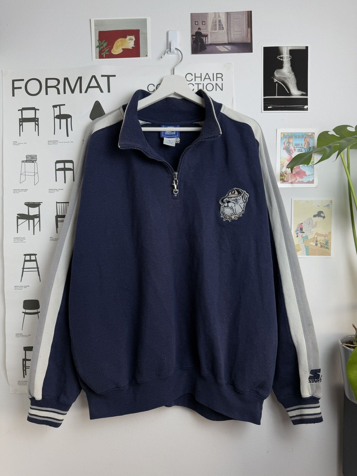 Starter × Vintage Vintage 90s Starter Georgetown Hoyas 1/4 zip sweatshirt XL Size US XL / EU 56 / 4 - 1 Thumbnail