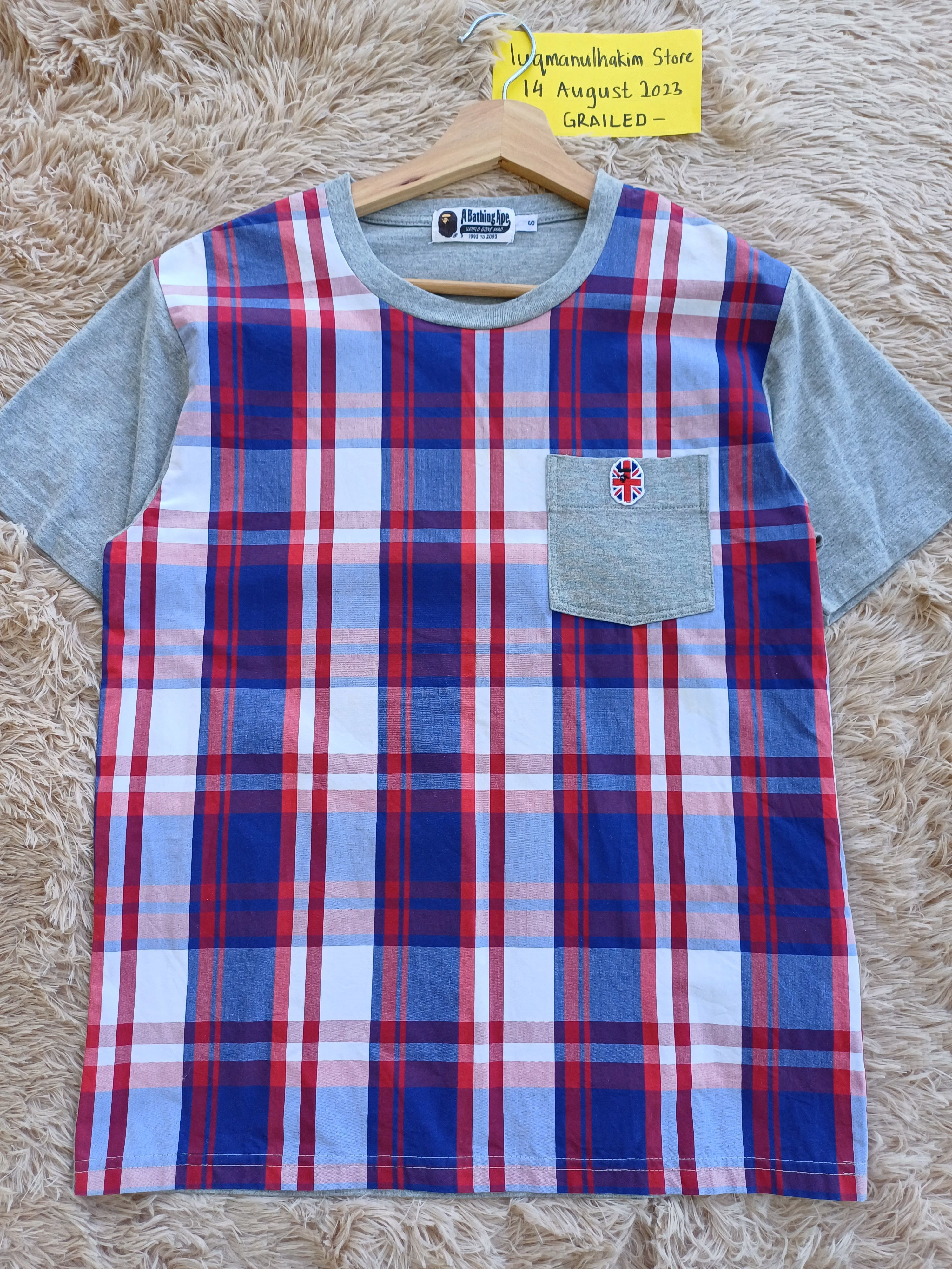 Bape Bape Check Union Jack Pocket Tee Size US S / EU 44-46 / 1 - 5 Thumbnail