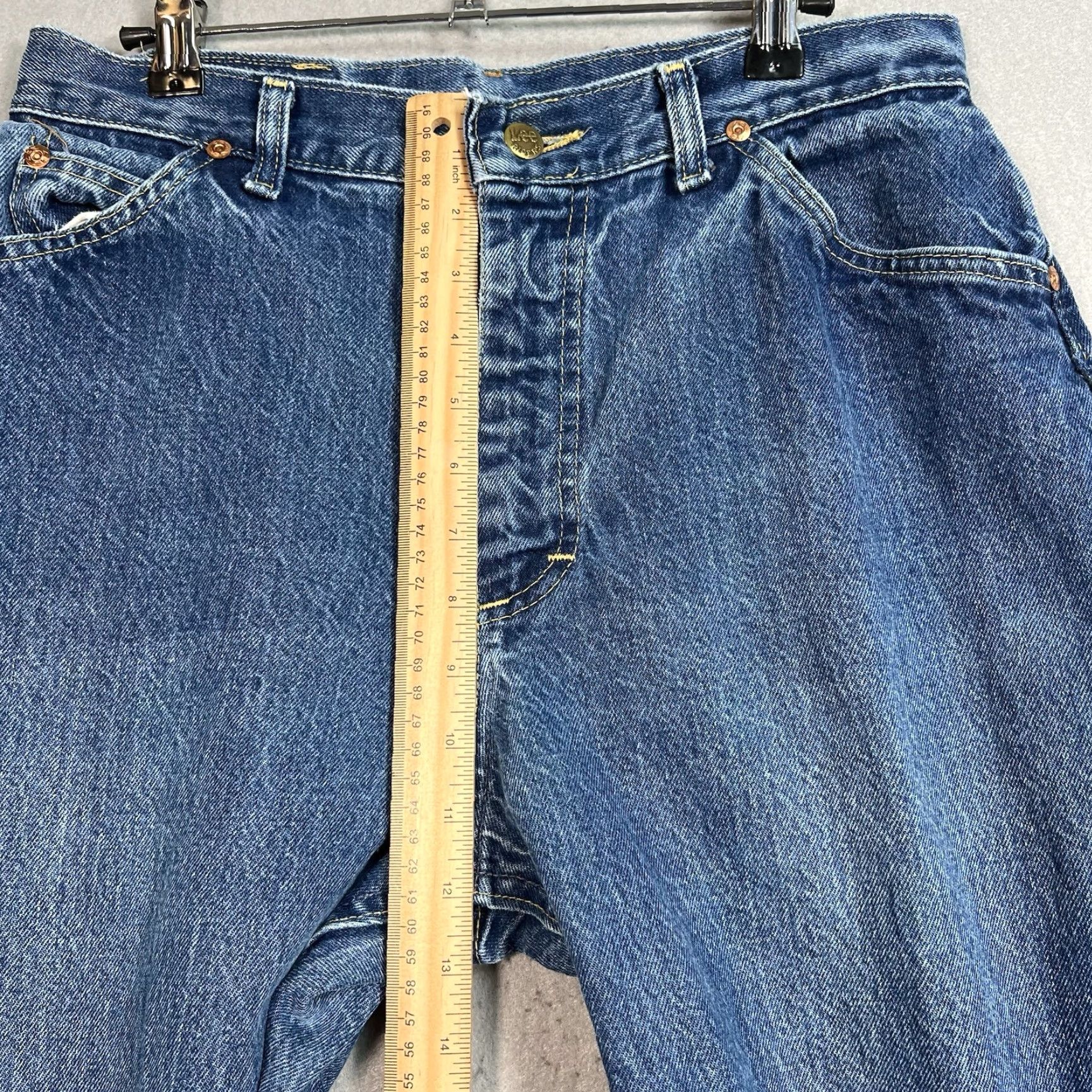 Lee VINTAGE Lee Jeans Womens 16P Blue Denim Dark Wash Straight Leg Made In USA Jeans Women 16P Dark Wash Denim Straight Inseam 29in Size 38" / US 16 / IT 52 - 7 Thumbnail