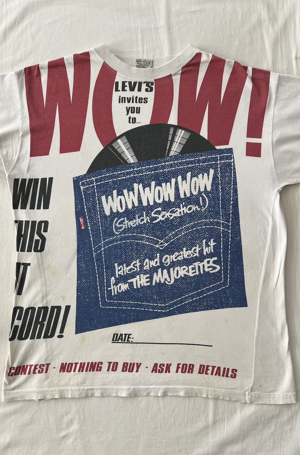 Levi's Vintage 90s Levis Stretch Sensation AOP Promo White T-shirt Size US L / EU 52-54 / 3 - 3 Thumbnail