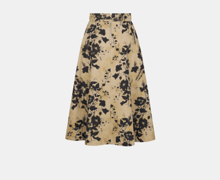 Dior o1w1db11225 427J68 Flared Mid-Length Skirt in Beige/Black Size 26" / US 2 / IT 38 - 2 Thumbnail