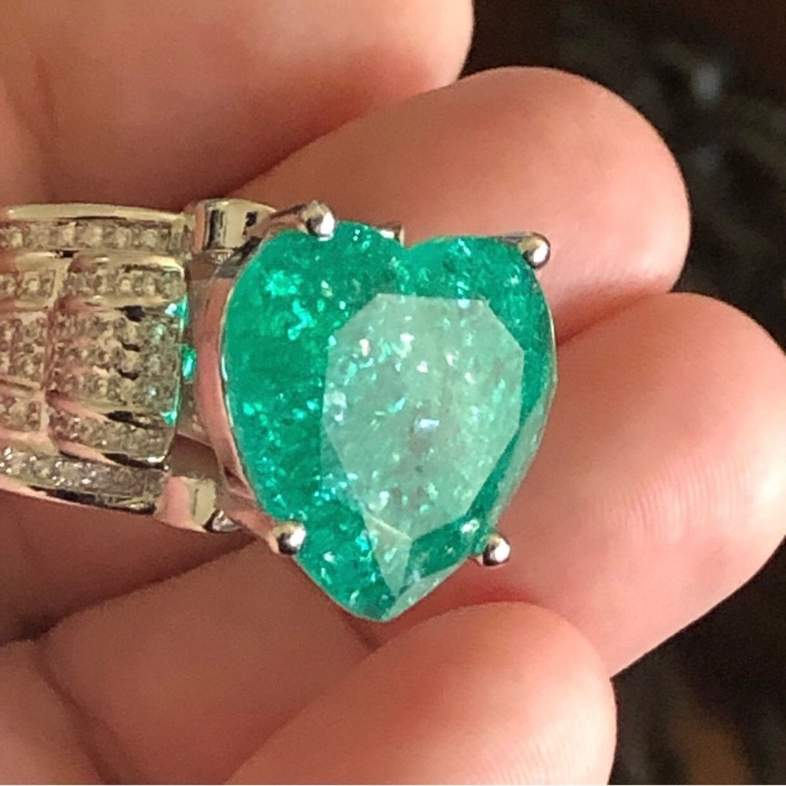 Jewelry Ladies elegant large paraiba tourmaline emerald 925 6 NIB Size ONE SIZE - 14 Thumbnail