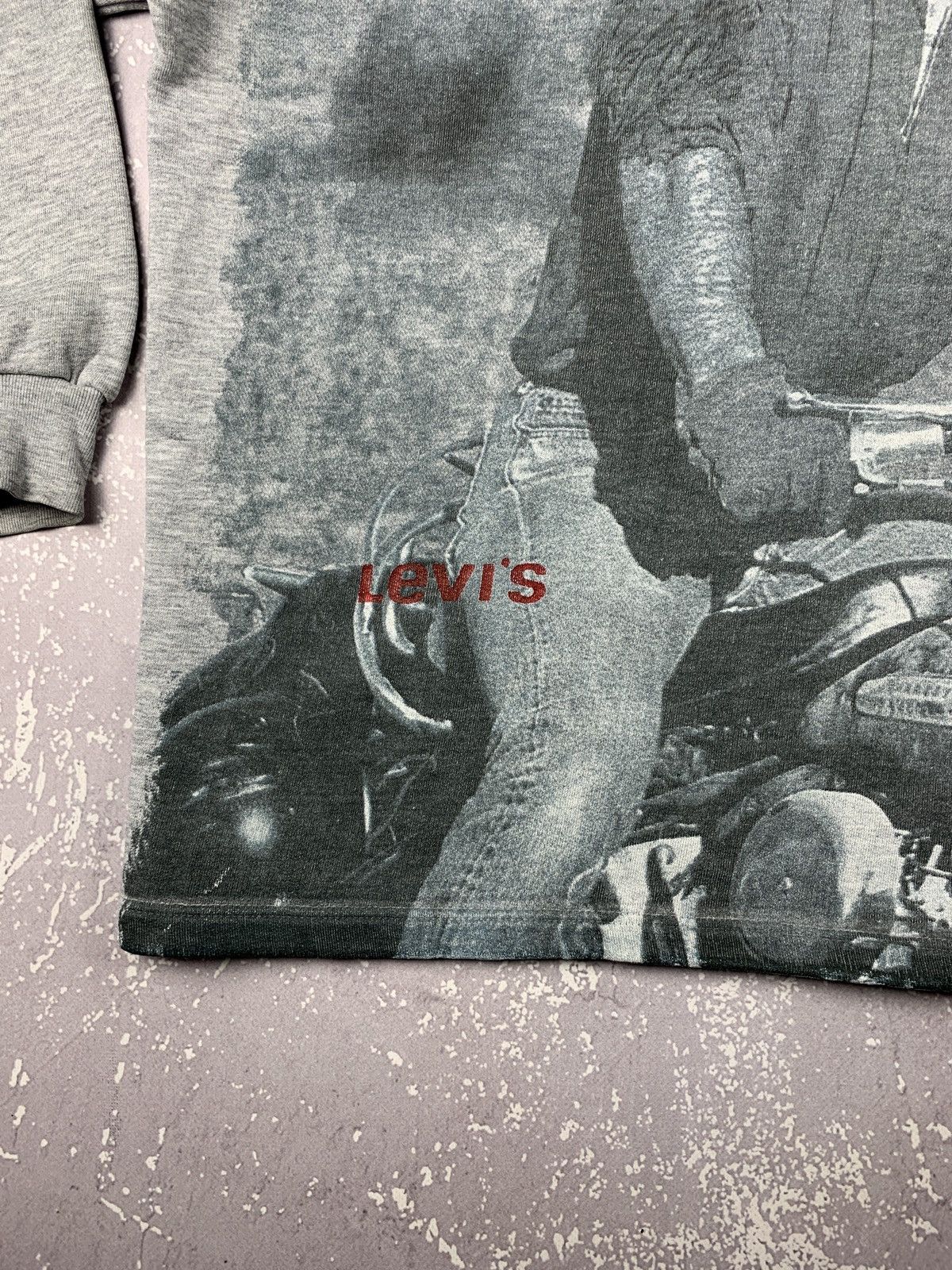 Levi's 80-90s Italy Levis Nick Kamen Moto All Over Print Sweatshirt Size US XL / EU 56 / 4 - 9 Thumbnail