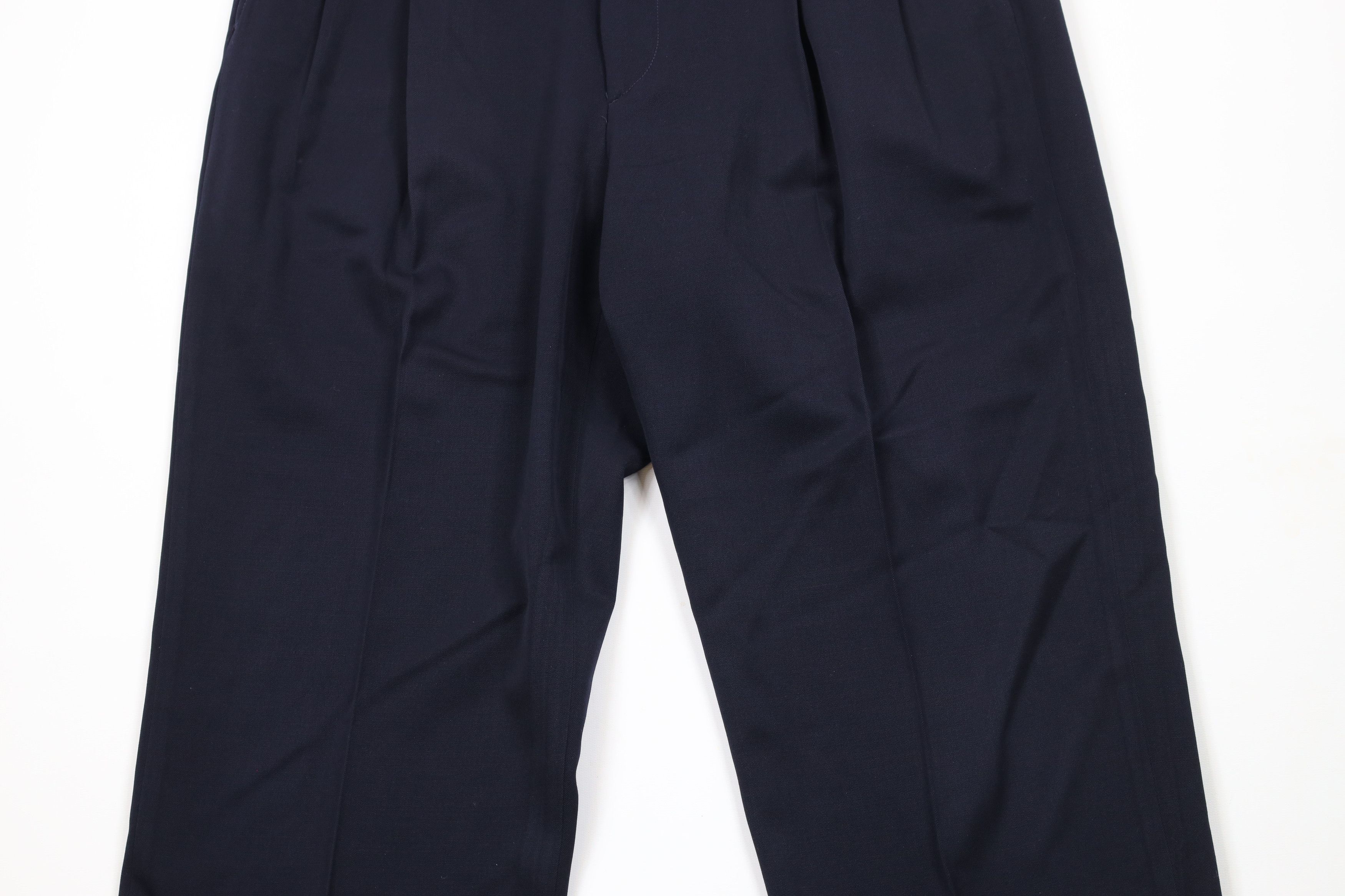 Lands' End × Vintage Vintage 90s Lands End Cuffed Wool Chino Pants Navy Blue USA Size US 36 / EU 52 - 3 Thumbnail