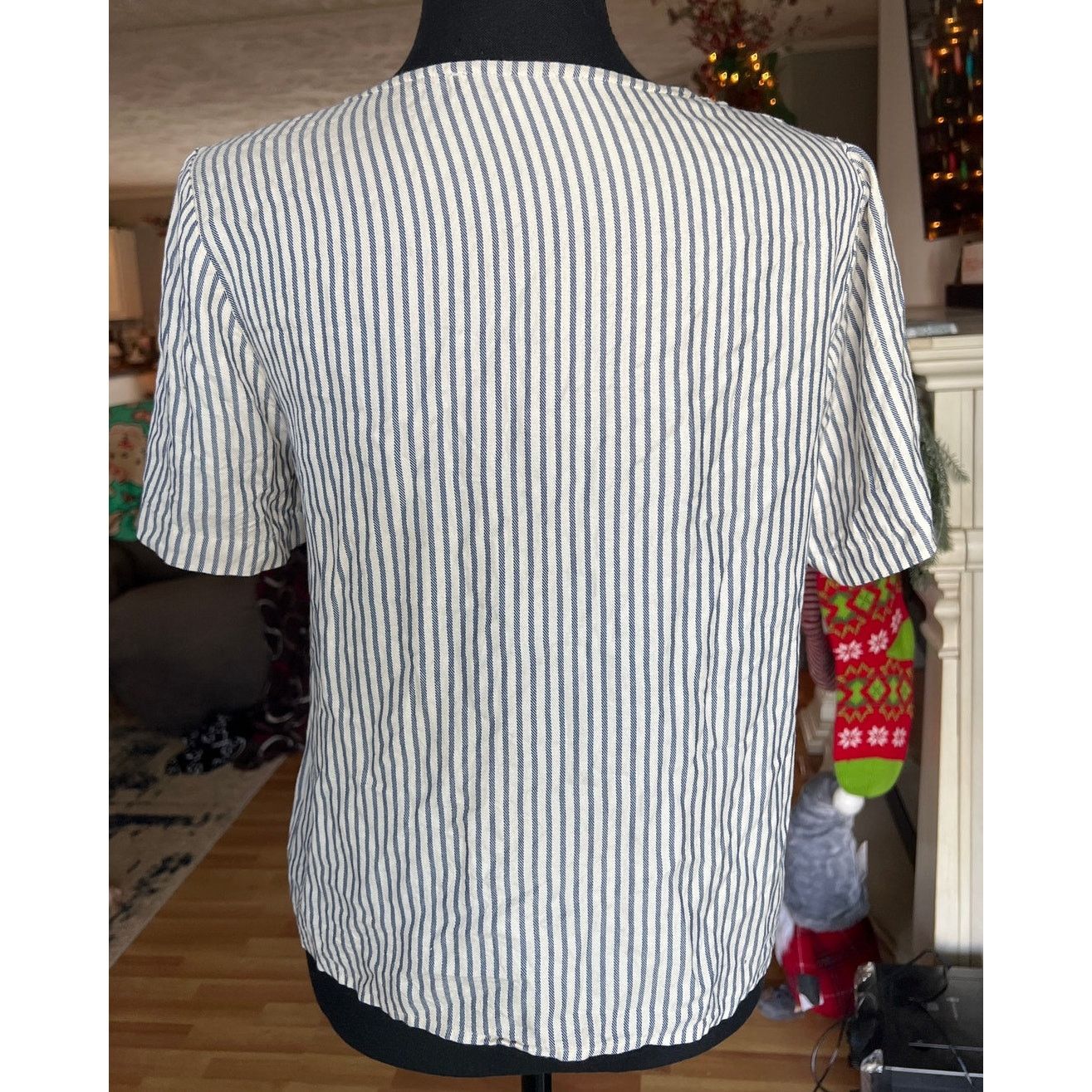 Madewell MADEWELL Blue and White Striped Short sleeve top small boho Size S / US 4 / IT 40 - 2 Thumbnail