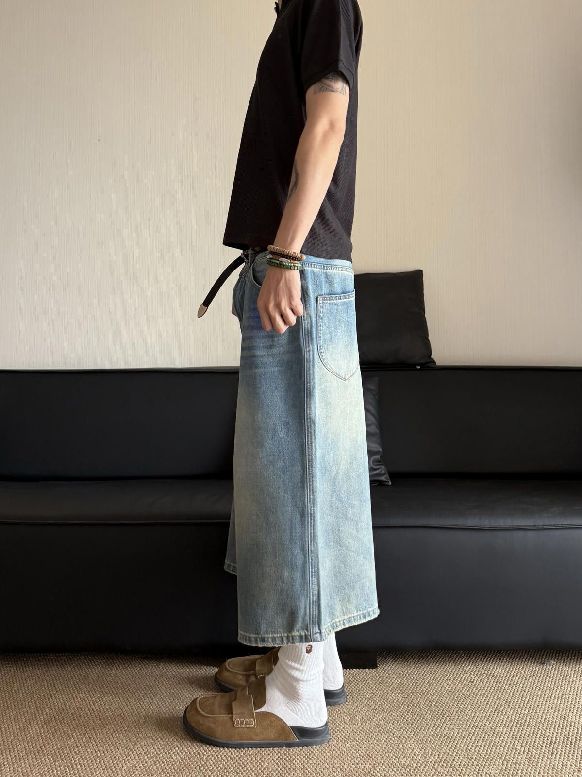 Jean Baggy Wide-Leg Denim Shorts, Oversized Jorts Size US 33 - 2 Thumbnail