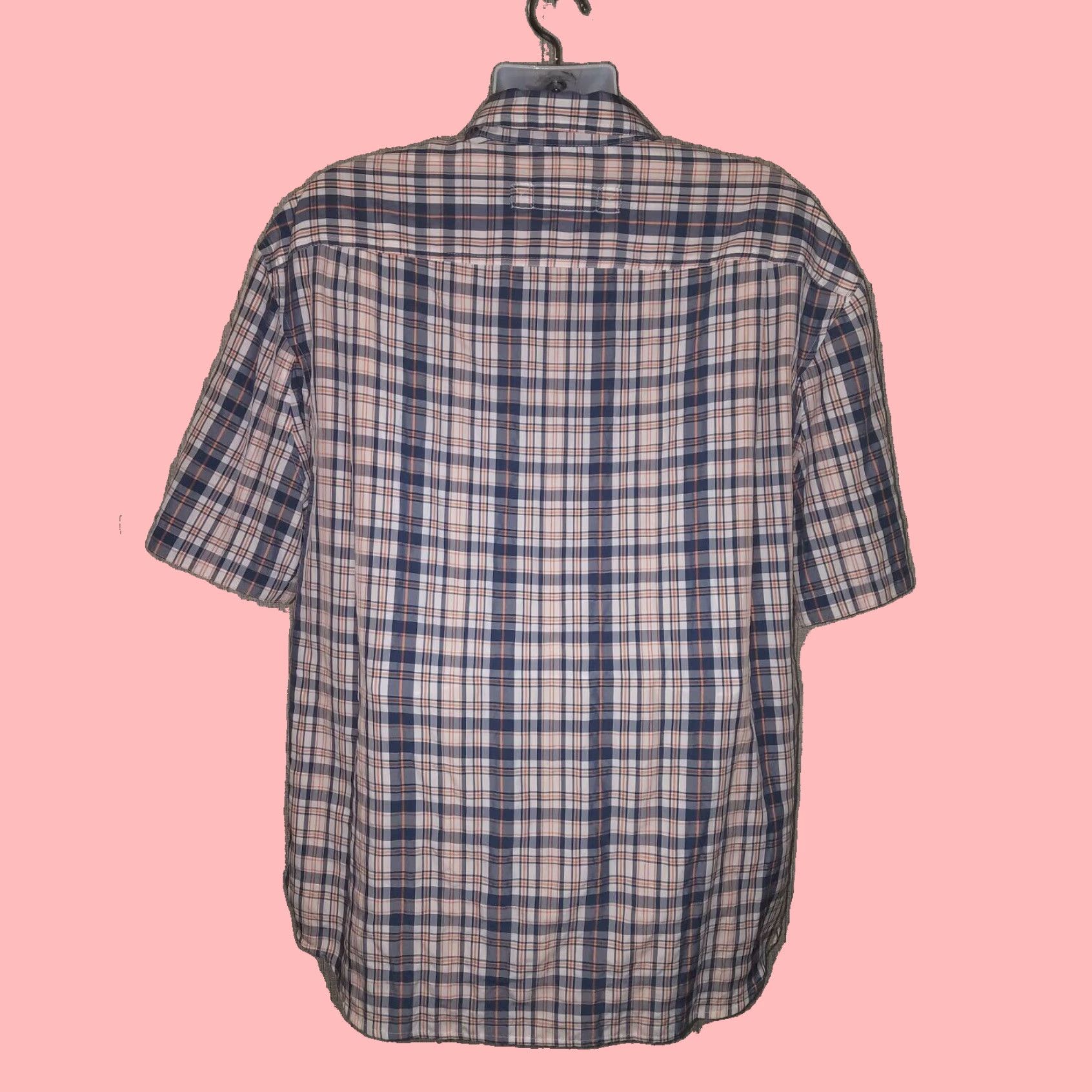 Vintage Authentic Duluth Trading Company Poly Nylon Blend Orange White Plaid Shirt ButtonClosure Size US XL / EU 56 / 4 - 5 Thumbnail
