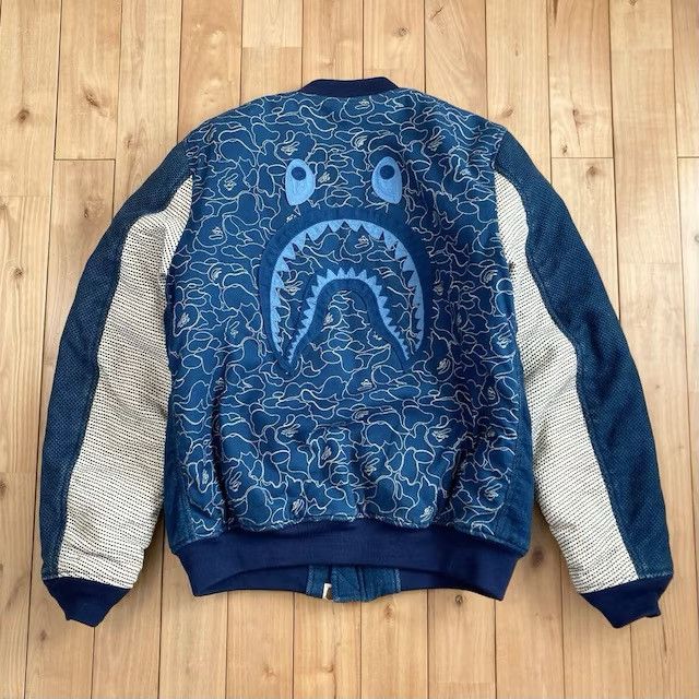 Bape BAPE CAMO INDIGO SHARK MA-1 Bomber Jacket a bathing ape Size US L / EU 52-54 / 3 - 1 Thumbnail