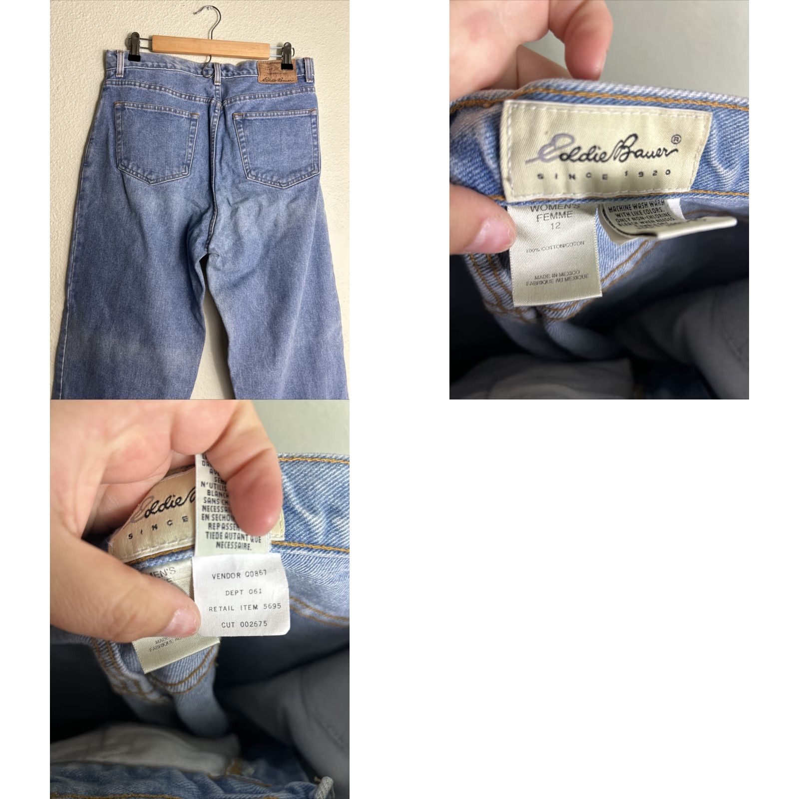 Eddie Bauer VINTAGE Eddie Bauer Jeans Women 12 Regular 32in Inseam High Rise Light Wash Denim Blue 5-Pocket City Retro Christmas Mom Womens Jeans (12) Size 34" / US 12 / IT 48 - 9 Thumbnail
