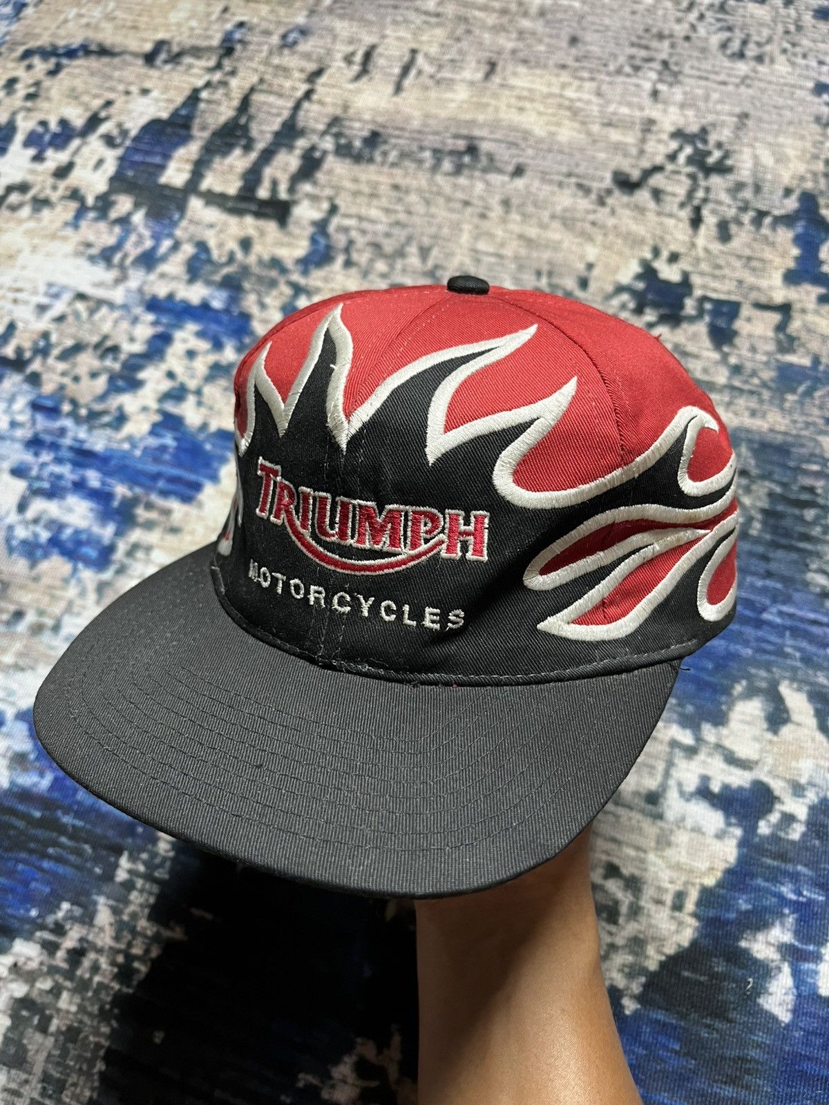 Vintage Rare Vintage Triumph Motorcycle Fire Embroidery Cap 90s Size ONE SIZE - 1 Thumbnail