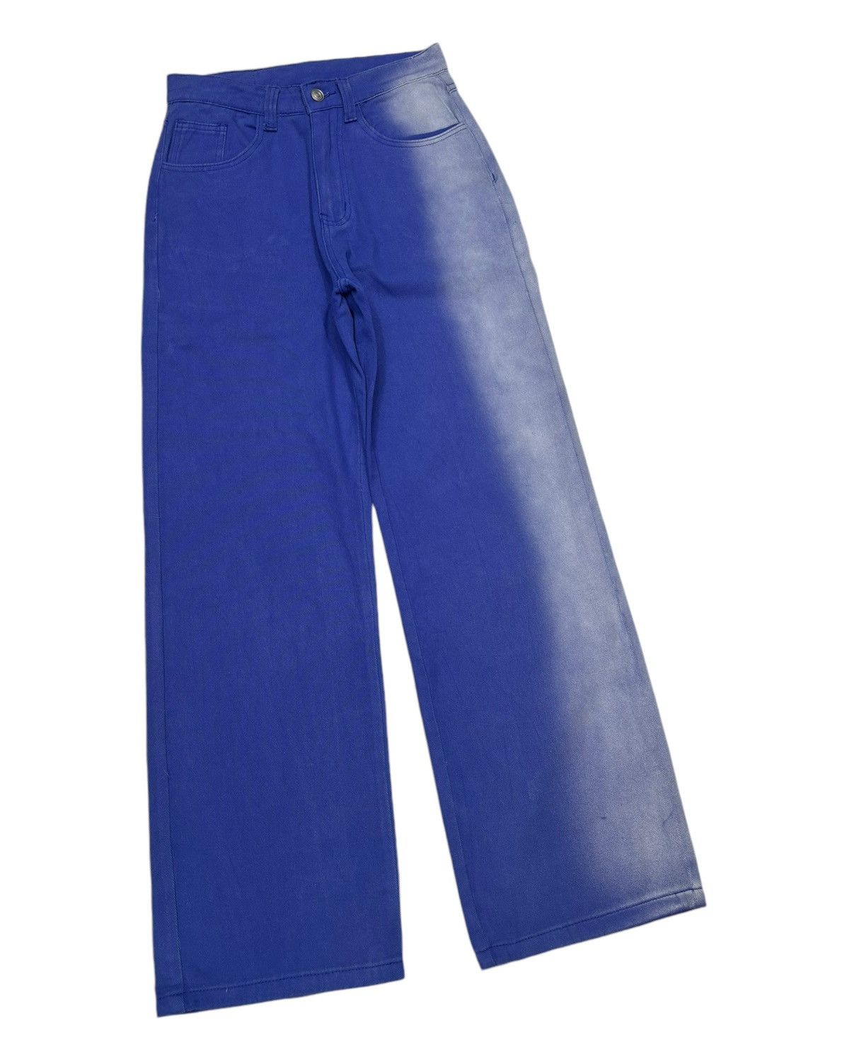 Designer 🔥 "MHZCNC" Studios Rare Faded Blue Wide Baggy Denim Jeans Size US 27 - 3 Thumbnail