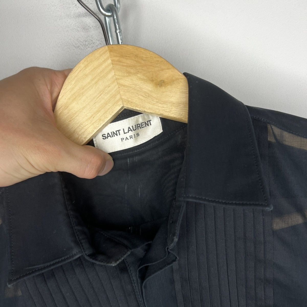 Saint Laurent Paris Saint Laurent Classic Black Transparent Shirt Avant Garde Size US S / EU 44-46 / 1 - 6 Thumbnail