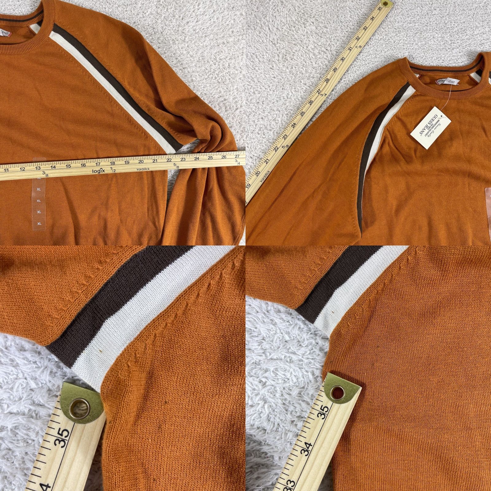 Guess VINTAGE GUESS Sweater Mens XL Brown Orange Cotton Y2K Knit Pullover Grunge NWT Size US XL / EU 56 / 4 - 8 Thumbnail