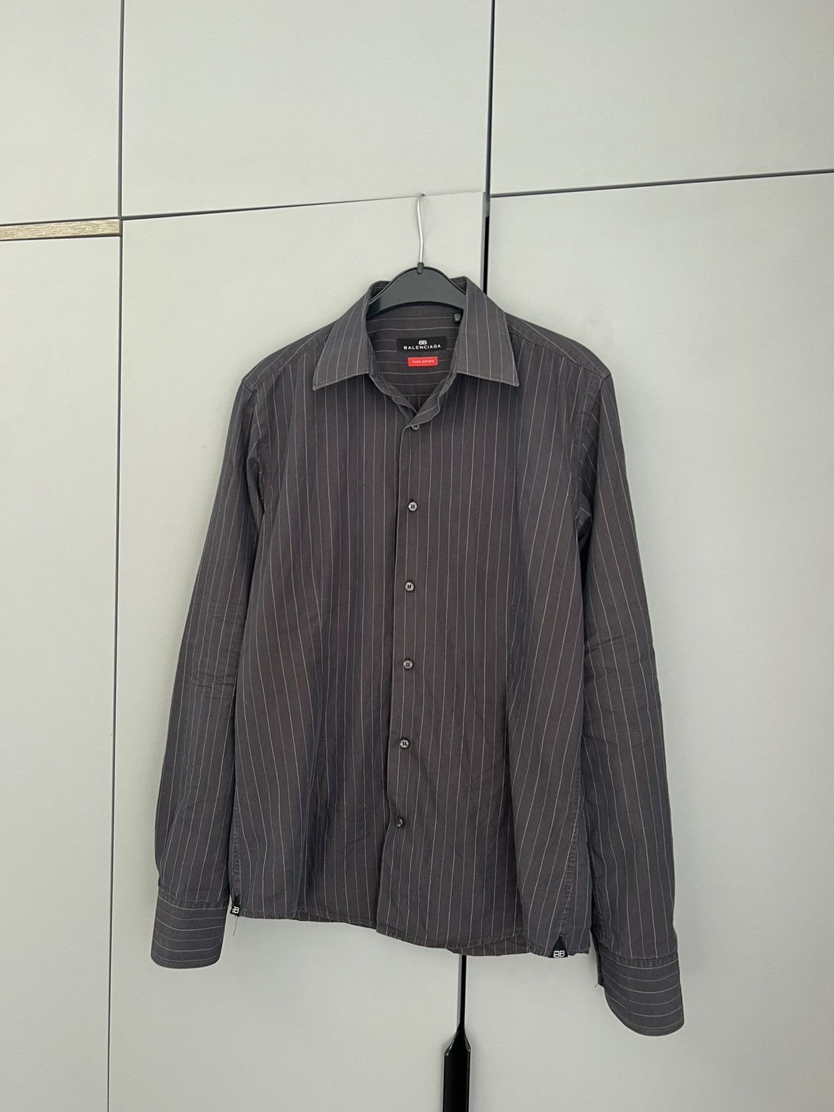 Balenciaga Balenciaga Men's Striped Cotton Button Up Shirt Size 15/40 Size US M / EU 48-50 / 2 - 2 Thumbnail