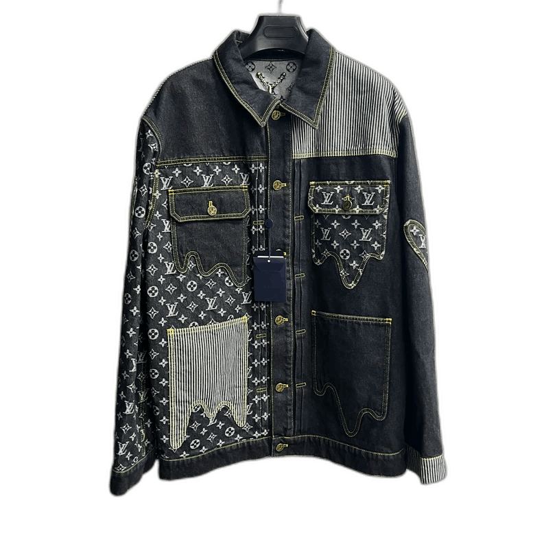 Louis Vuitton Louis Vuitton Black Denim Jacket with Patchwork Size US XXL / EU 58 / 5 - 1 Thumbnail
