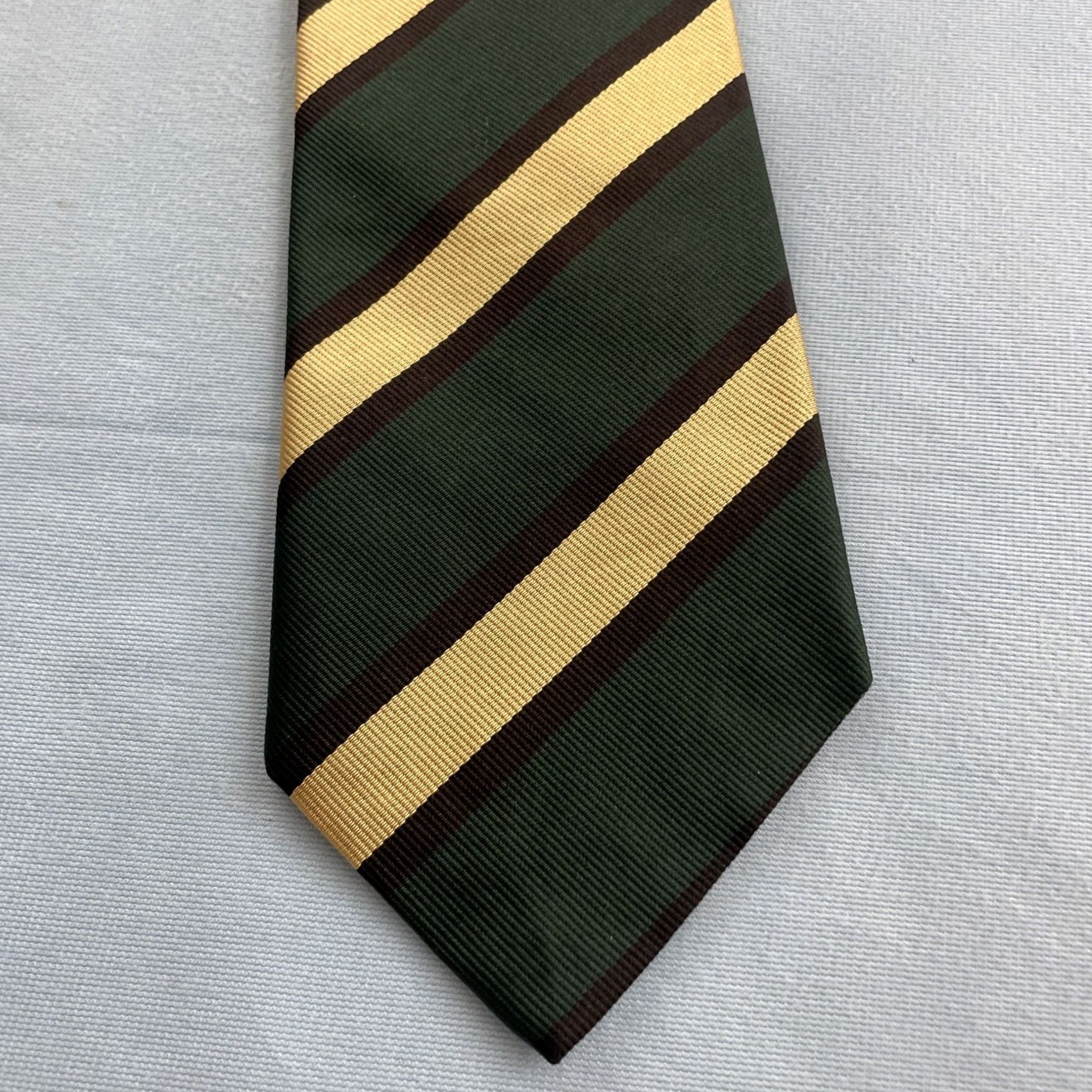 Club Room VINTAGE Club Room Tie Shirt Mens 3.5x57 Green Black Cream Repp Stripe 100% Silk USA Necktie Size ONE SIZE - 2 Thumbnail