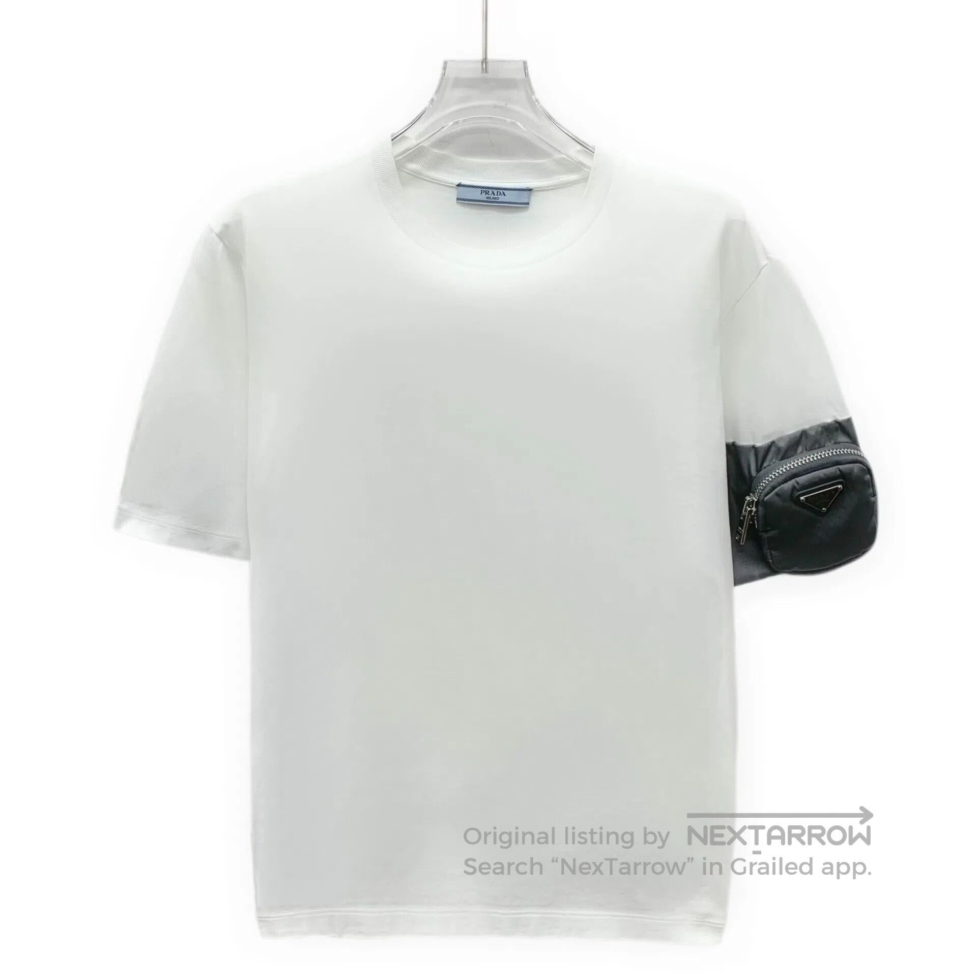 Prada Prada White Pocket Triangle Logo Cotton Crew Neck Short Sl Size US XS / EU 42 / 0 - 1 Thumbnail