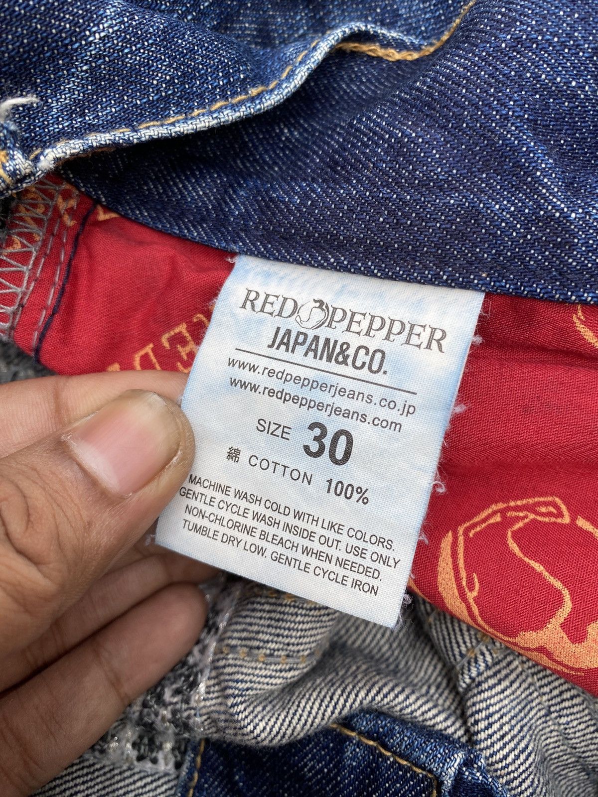 If Six Was Nine × Japanese Brand × Tornado Mart 1990s - Red Pepper Distressed Logo Design Denim Size US 32 / EU 48 - 18 Thumbnail