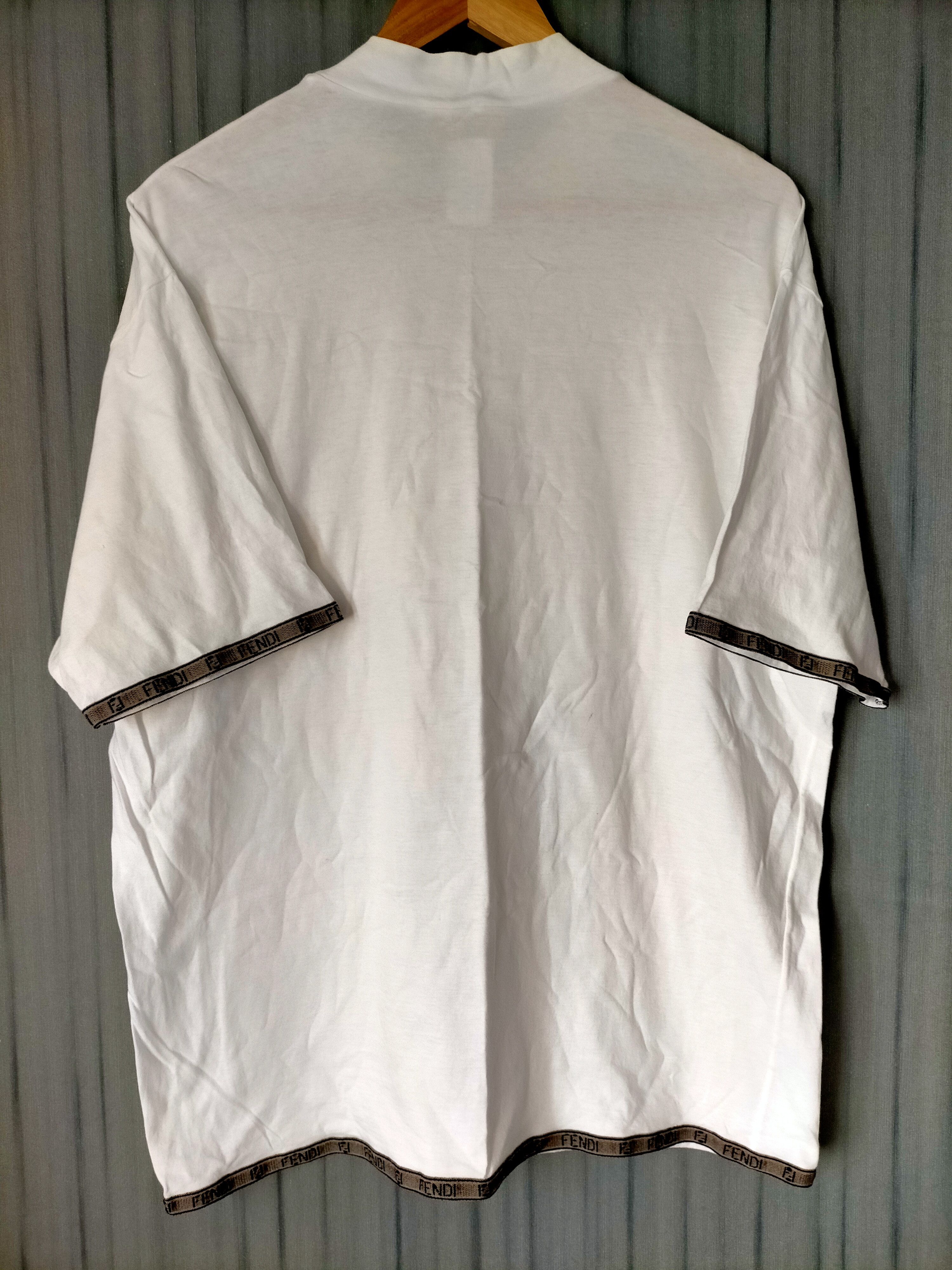 Fendi Fendi Made in italy Side Tape White Tee Size US L / EU 52-54 / 3 - 8 Thumbnail