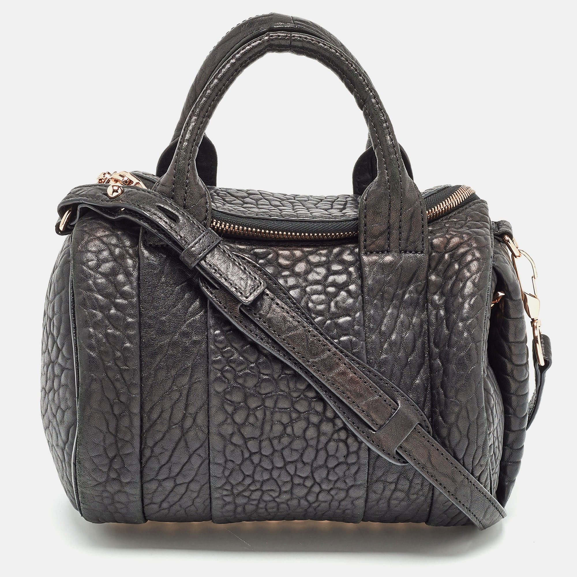 Alexander Wang ALEXANDER WANG Black Pebbled Leather Rocco Duffle Bag ...