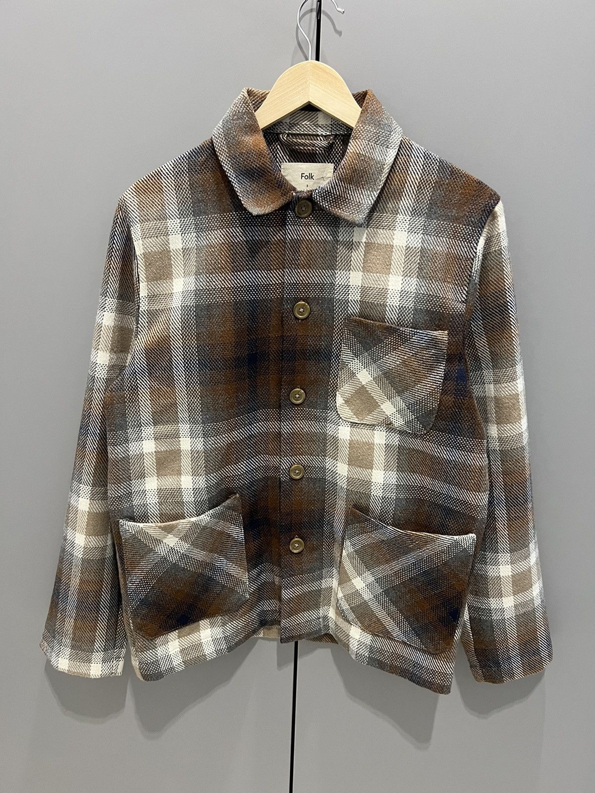 Folk Folk Mens Checkered Thomas Woven Overshirt Jacket Soft Y2K Size US M / EU 48-50 / 2 - 1 Thumbnail
