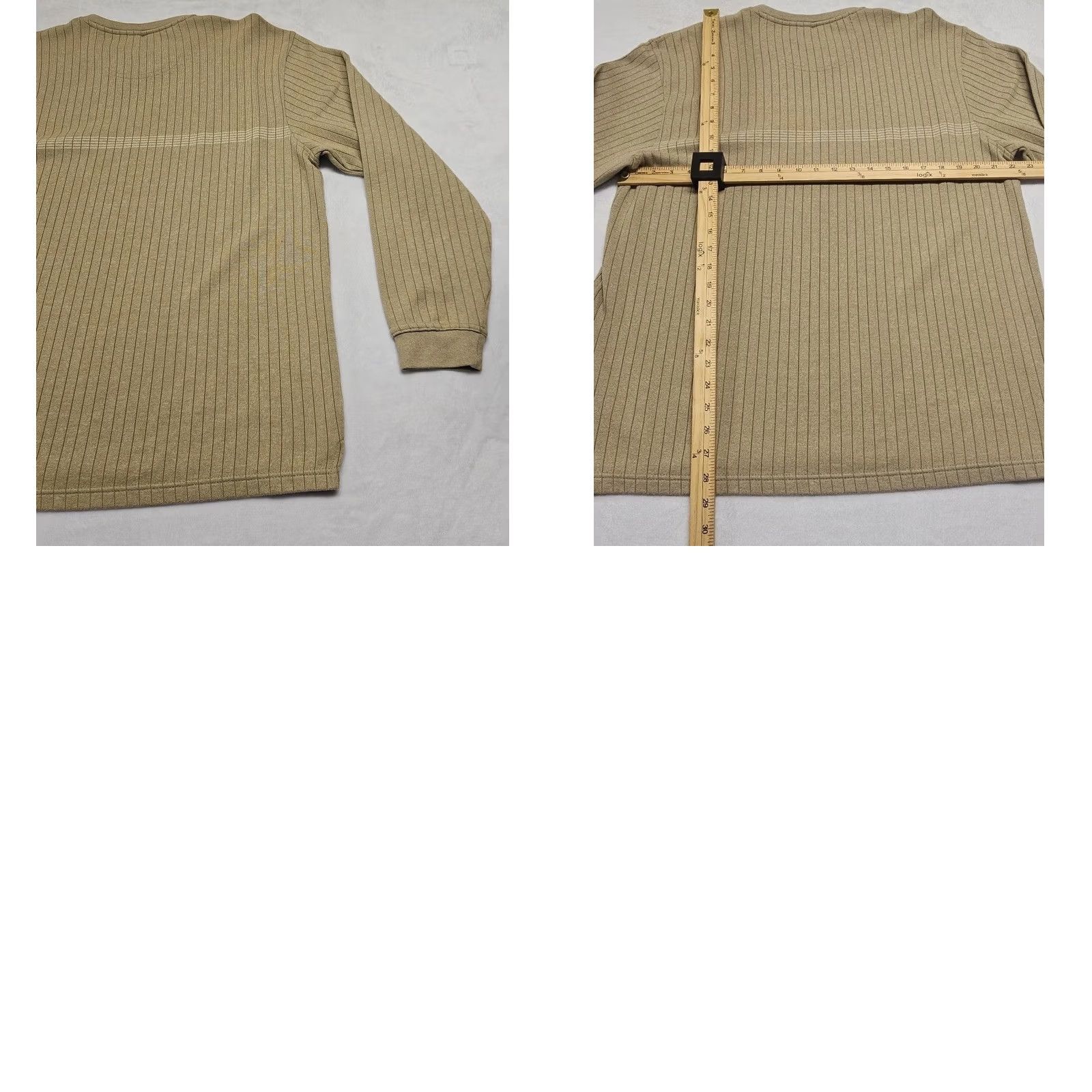 Van Heusen Van Heusen Mens Sweater Knit Ribbed Long Sleeve Beige Tan Cotton Blend L Pullover Crew Neck Shirt Size US L / EU 52-54 / 3 - 8 Thumbnail