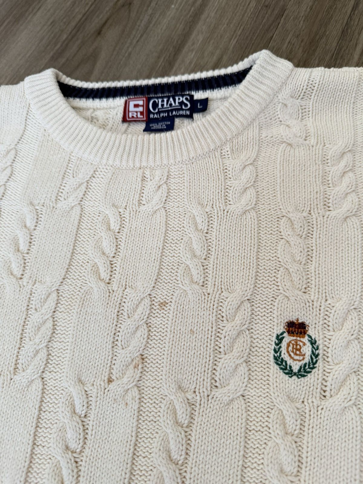 Chaps Ralph Lauren Vintage Chaps Ralph Lauren Mens Sweater cream Long Sleeve Size US L / EU 52-54 / 3 - 3 Thumbnail