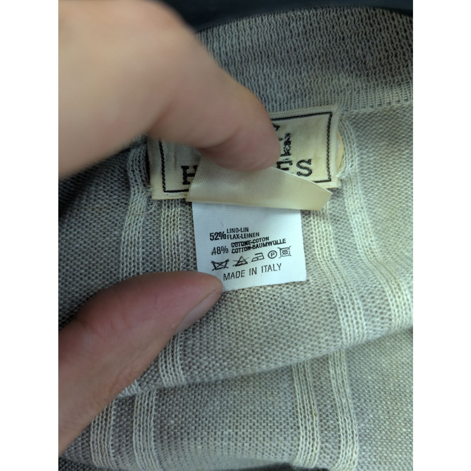 Hermes o1rshd1 CC20 Striped Knit Long-Sleeve Polo Shirt in Beige Size US M / EU 48-50 / 2 - 18 Thumbnail